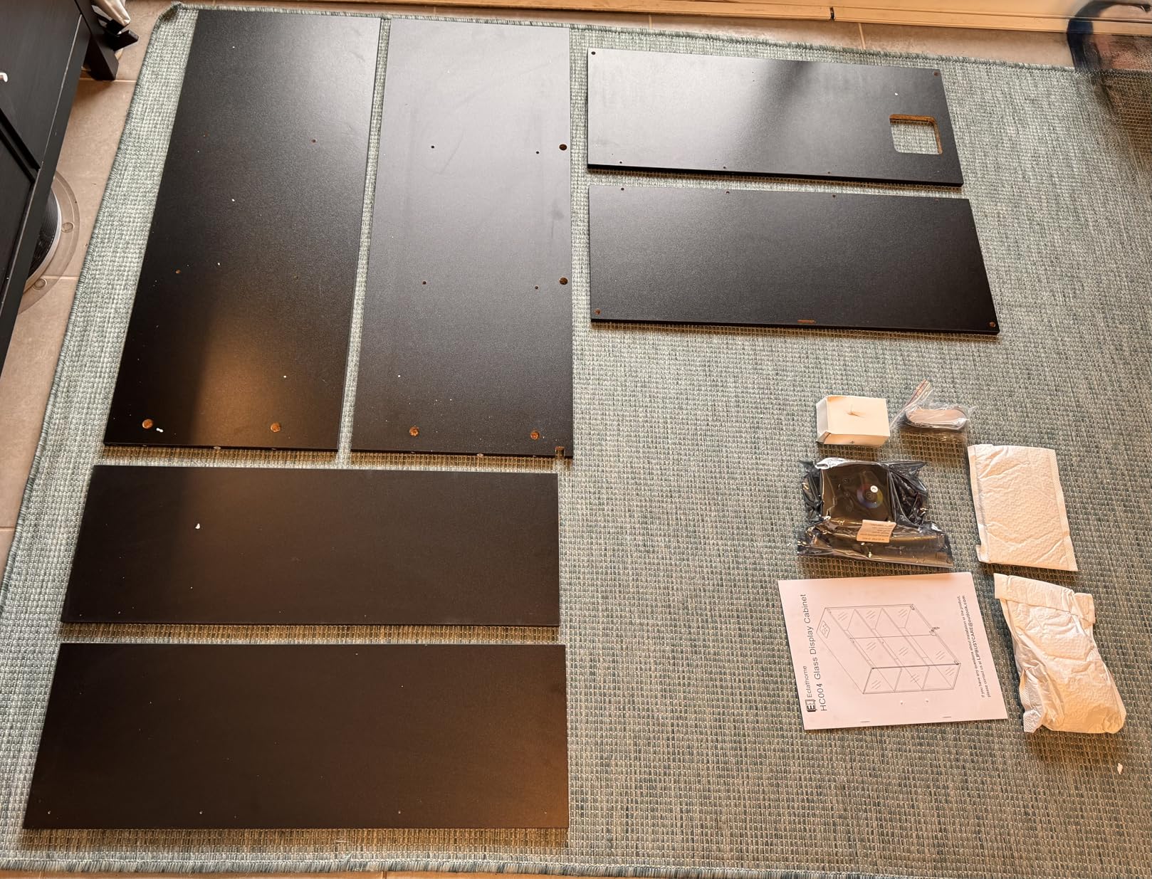 VersionTECH. Glass Display Cabinet with RGB LED Lights, Full-View Display, 3-Tier Display Case with Glass Doors for Collectibles, Cabinets with Lock, Human Sensor, Charging Station, Black customer photo 1