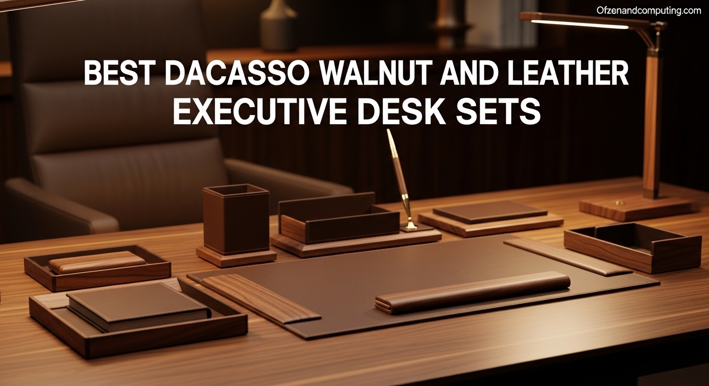Best Dacasso Walnut and Leather Executive Desk Sets