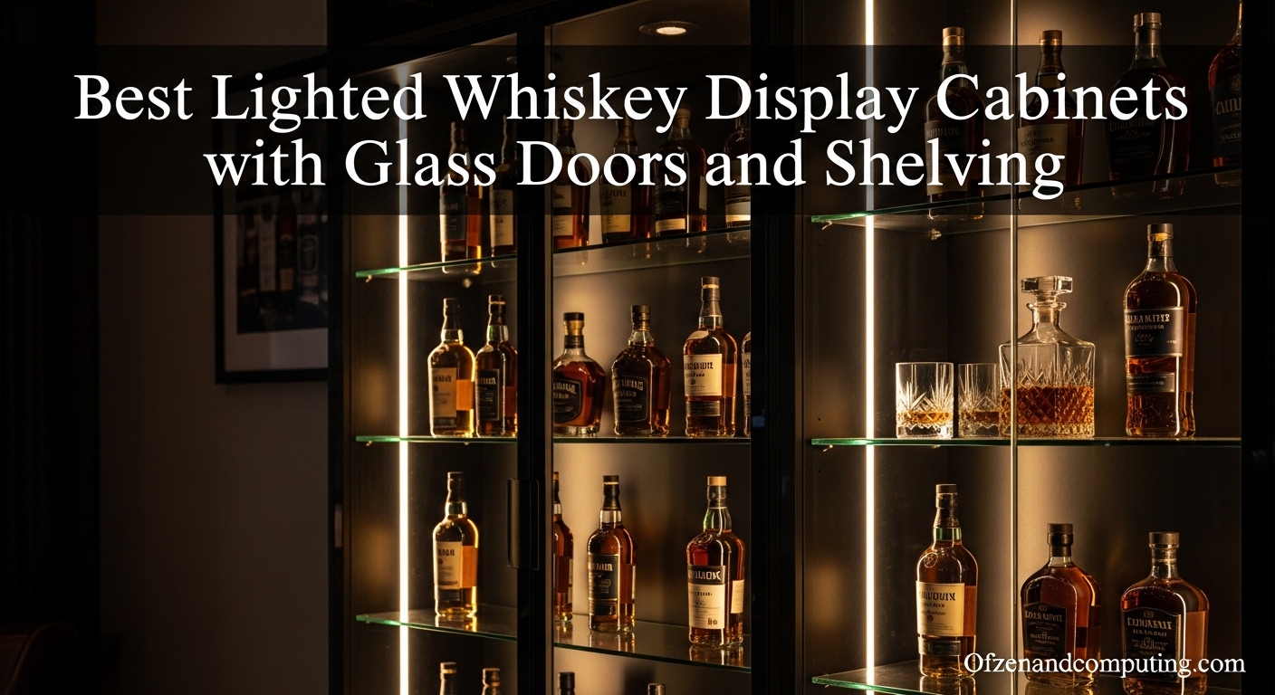 Best Lighted Whiskey Display Cabinets with Glass Doors and Shelving