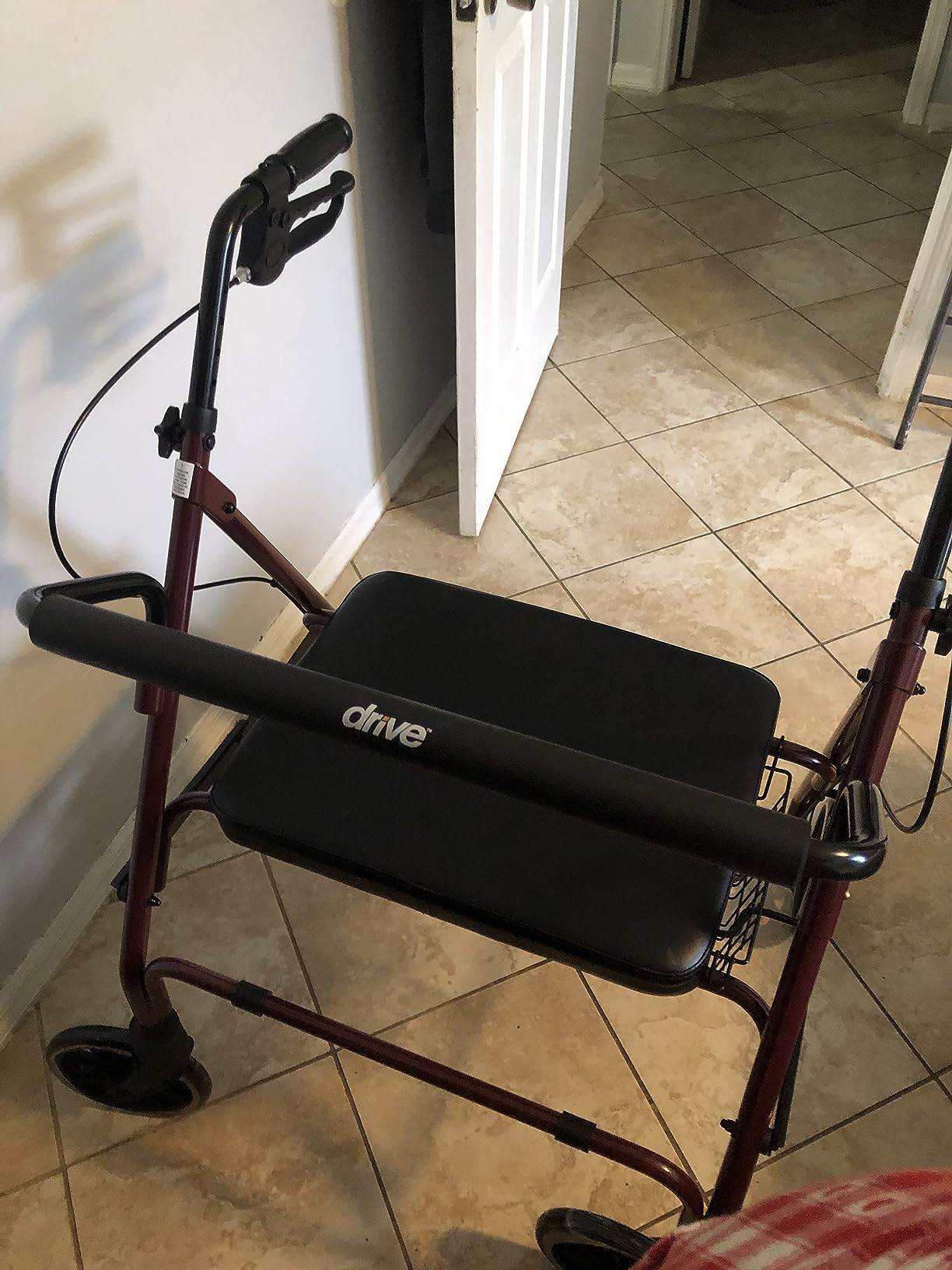 Drive Medical 10215RD-1 Bariatric Foldable Rollator Walker with Seat, Red customer photo 2