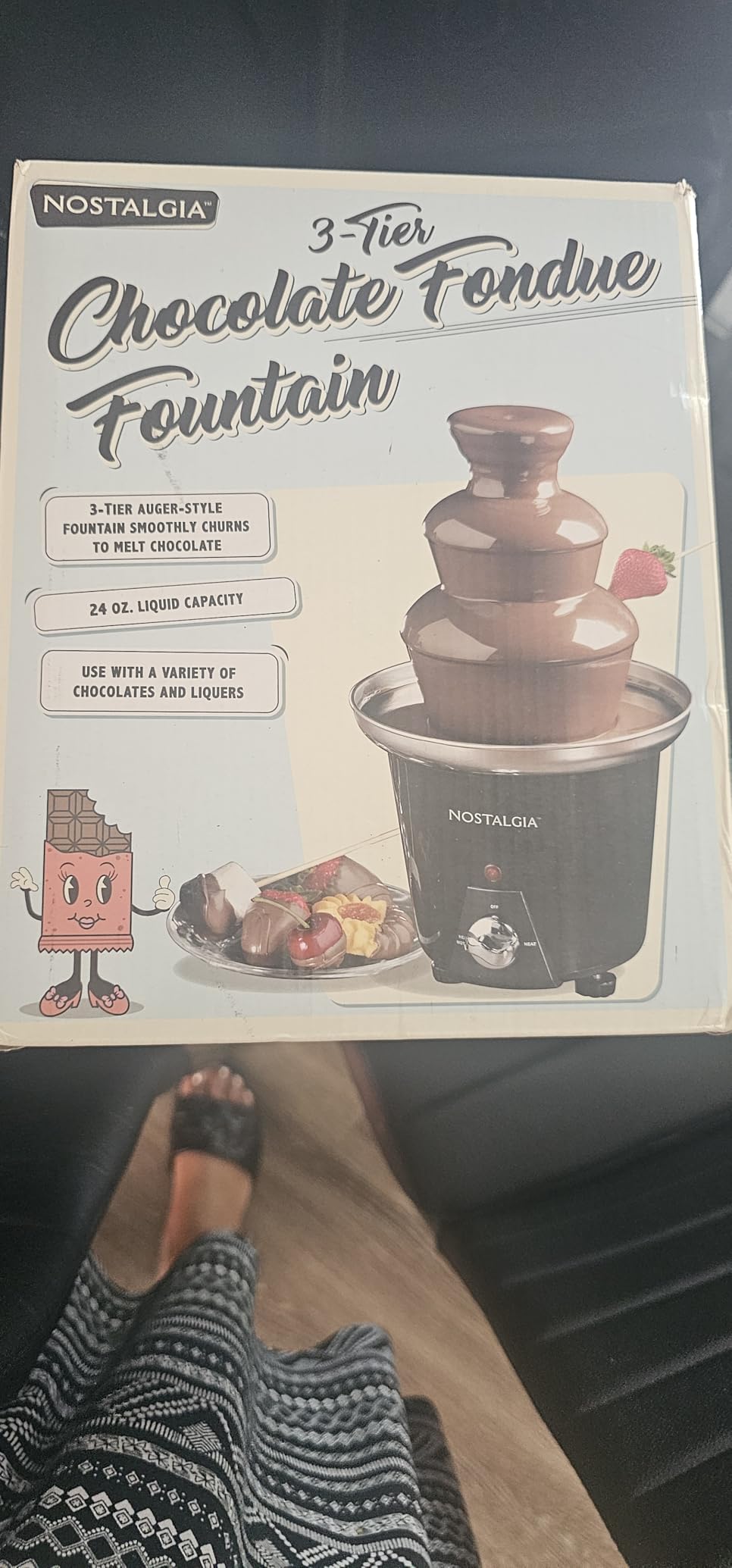 Nostalgia 3 Tier Electric Chocolate Fondue Fountain Machine for Parties - Melts Cheese, Queso, Candy, and Liqueur - Dip Strawberries, Apple Wedges, Vegetables, and More - 24-Ounce - Black, Small customer photo 2