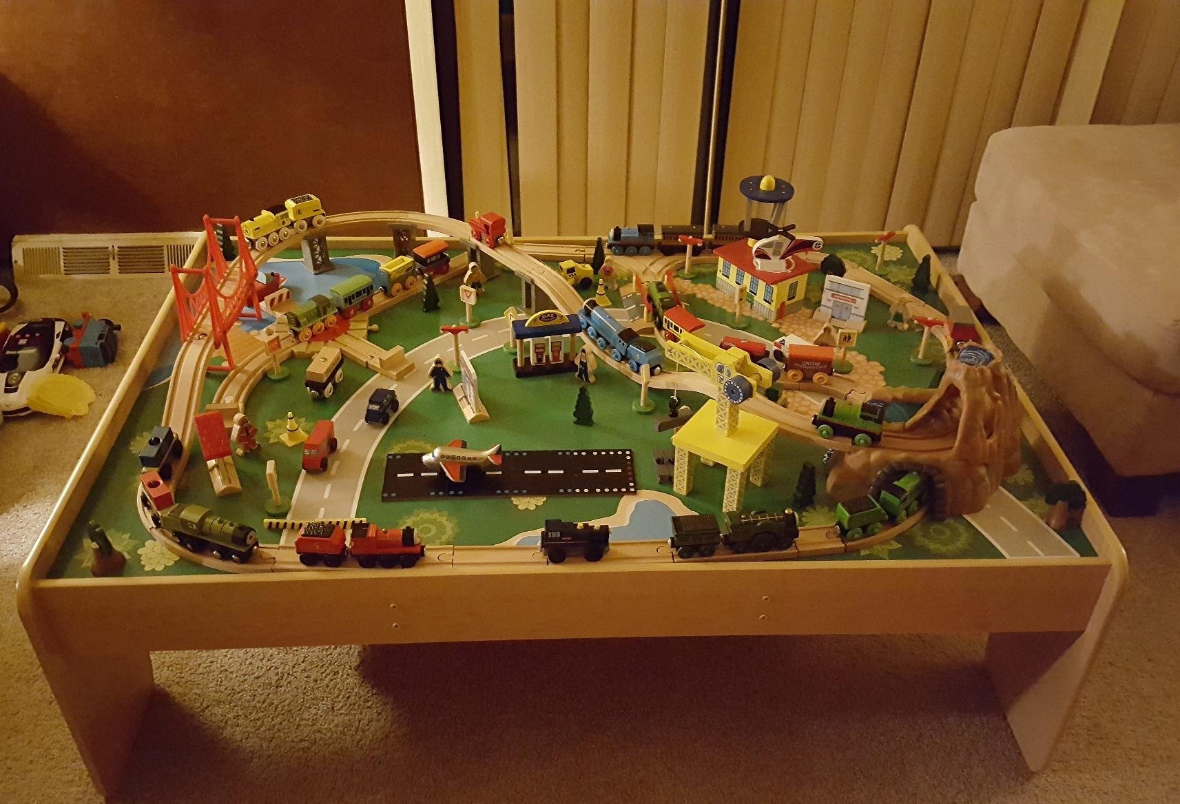 KidKraft Waterfall Mountain Wooden Train Set & Table with 120 Pieces, 3 Storage Bins customer photo 1