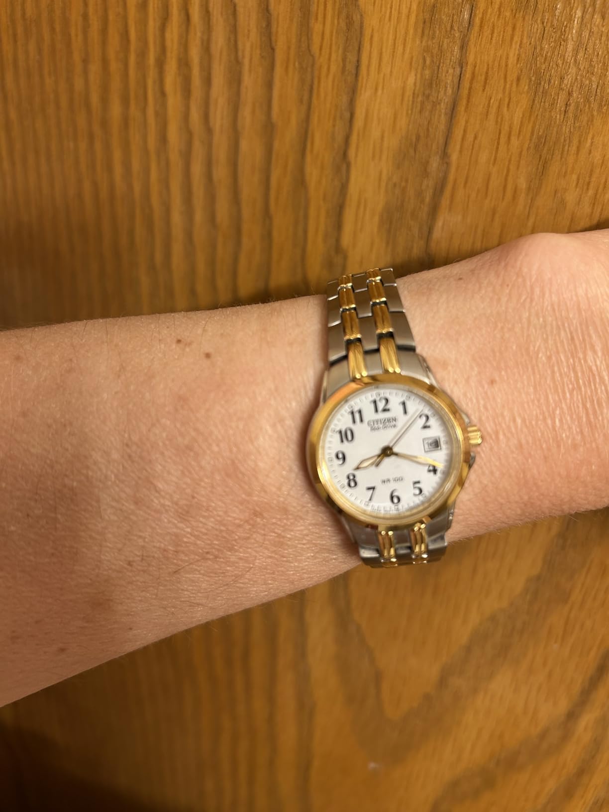 Citizen Women's Eco-Drive Dress Classic Two Tone Gold Stainless Steel Watch, Easy to Read, White Dial, 26mm (Model: EW1544-53A) customer photo 2