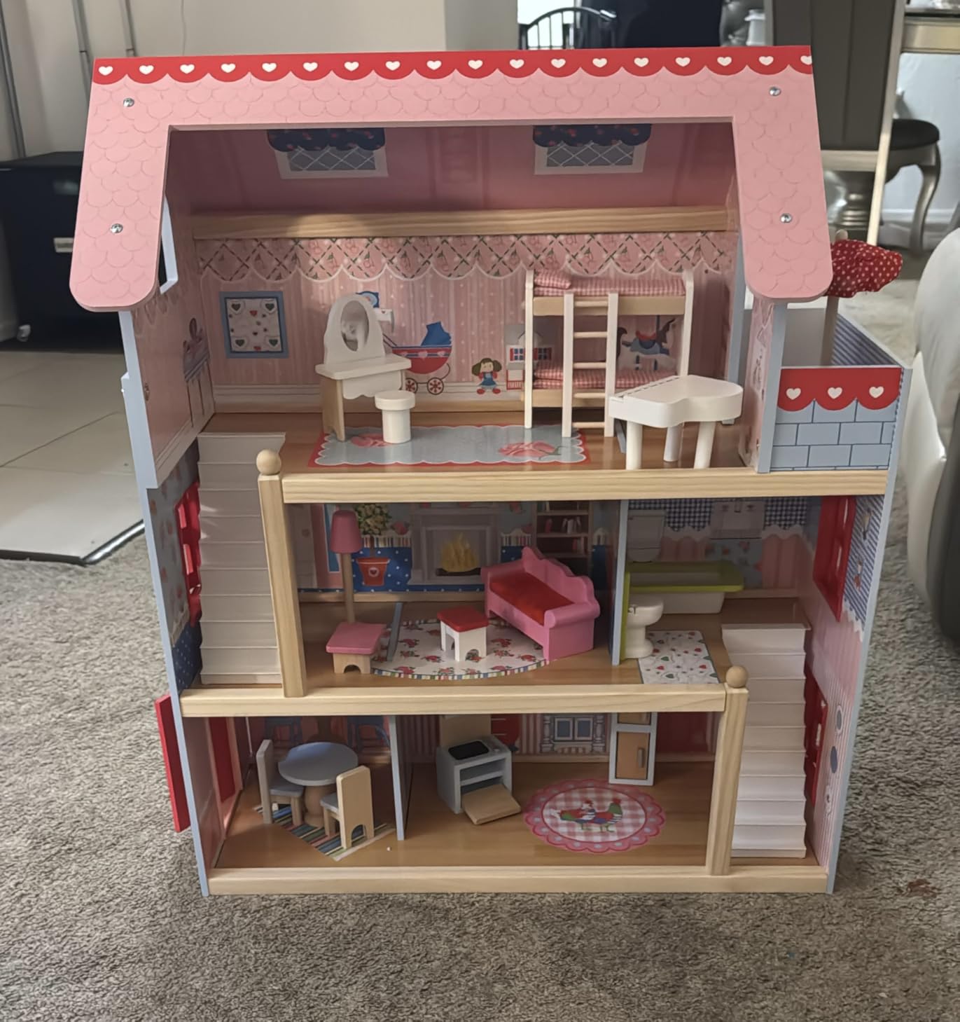 KidKraft Chelsea Doll Cottage Wooden Dollhouse with 16 Accessories, Working Shutters, for 5-Inch Dolls customer photo 2