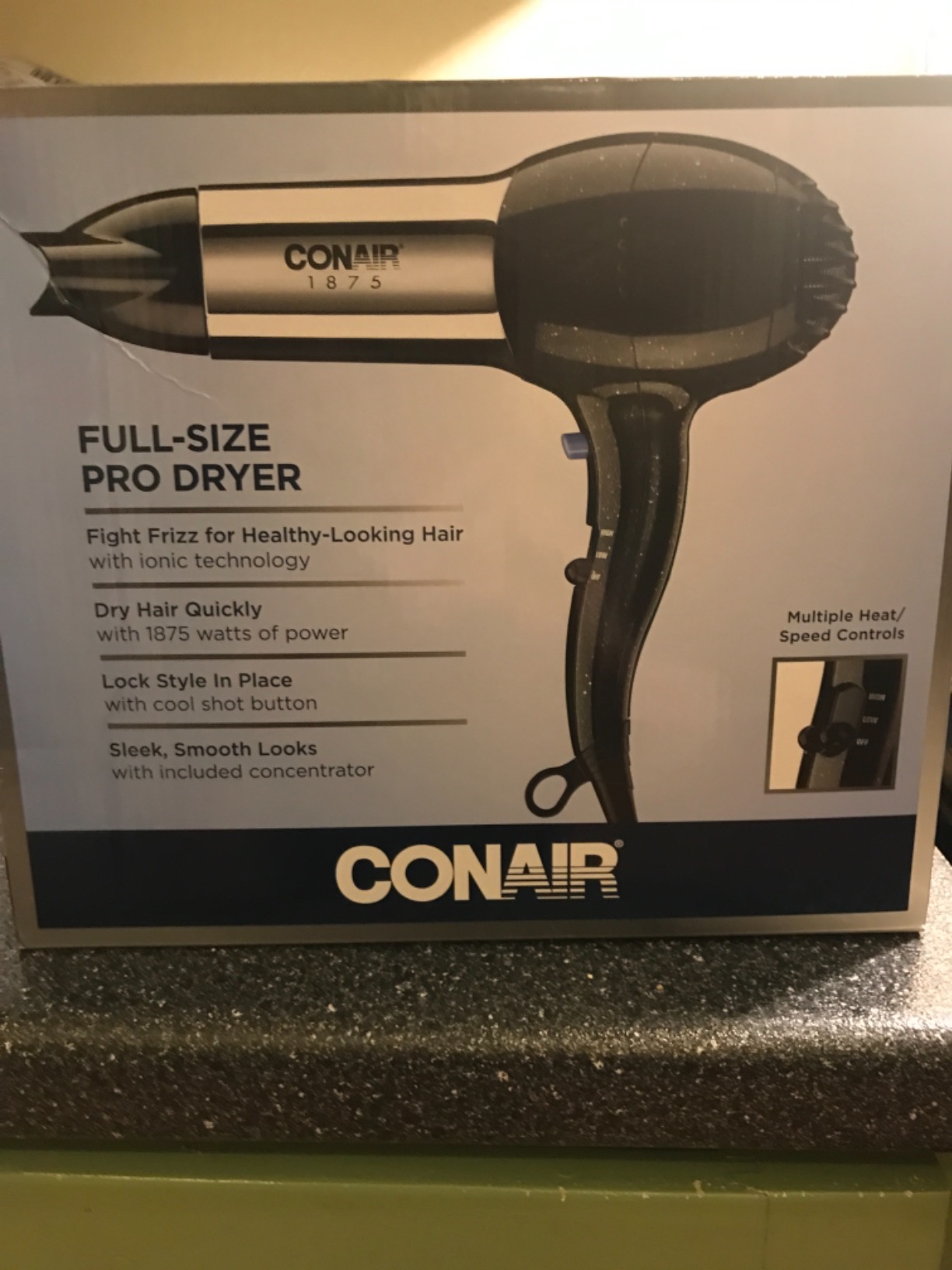 Conair Ionic Hair Dryer with Concentrator Attachment, 1875W, Full Size | Fast-drying blow dryer with various heat and speed settings and a lightweight design for effortless everyday styling customer photo 2