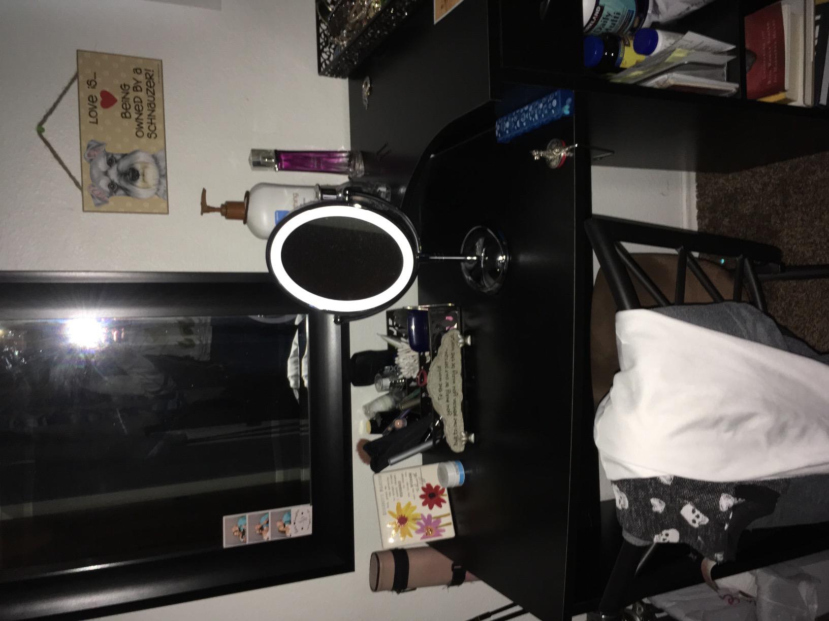 Conair Lighted Makeup Mirror, LED Vanity Mirror, 1X/7X Magnifying Mirror, Double Sided, Battery Operated in Polished Chrome customer photo 1