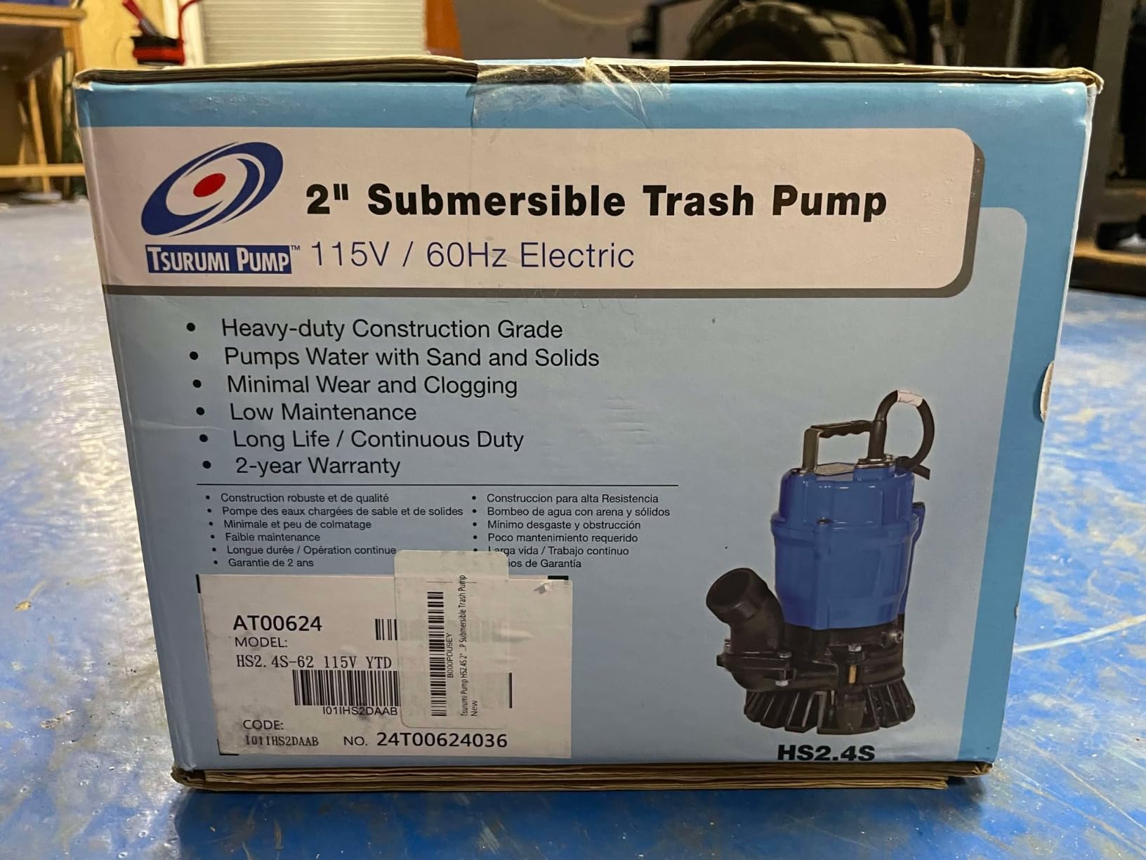 Tsurumi Pump HSZ2.4S | Submersible Trash Pump - Float Switch | 1/2 HP, 115V, 2 in Discharge | Dewatering applications - sand & solids, where auto operation is needed | 53 GPM / 3180 GPH customer photo 2