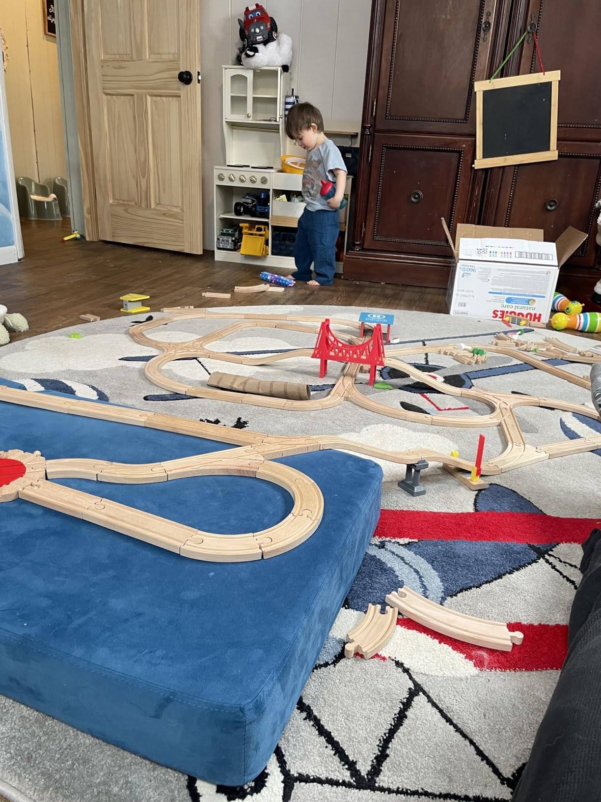 Wooden Train Track 52 Piece Set-18 Feet Of Track Expansion - 5 Distinct Pieces - 100% Compatible with All Major Brands Including Thomas Wooden Railway System customer photo 1