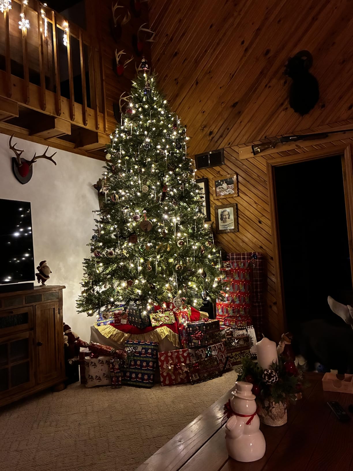 National Tree Company 7.5 ft Pre-Lit Dunhill Fir Artificial Christmas Tree, 700 LED Lights, 2,514 Tips, Foot Pedal, 10 Light Functions, Includes Stand, Green customer photo 1