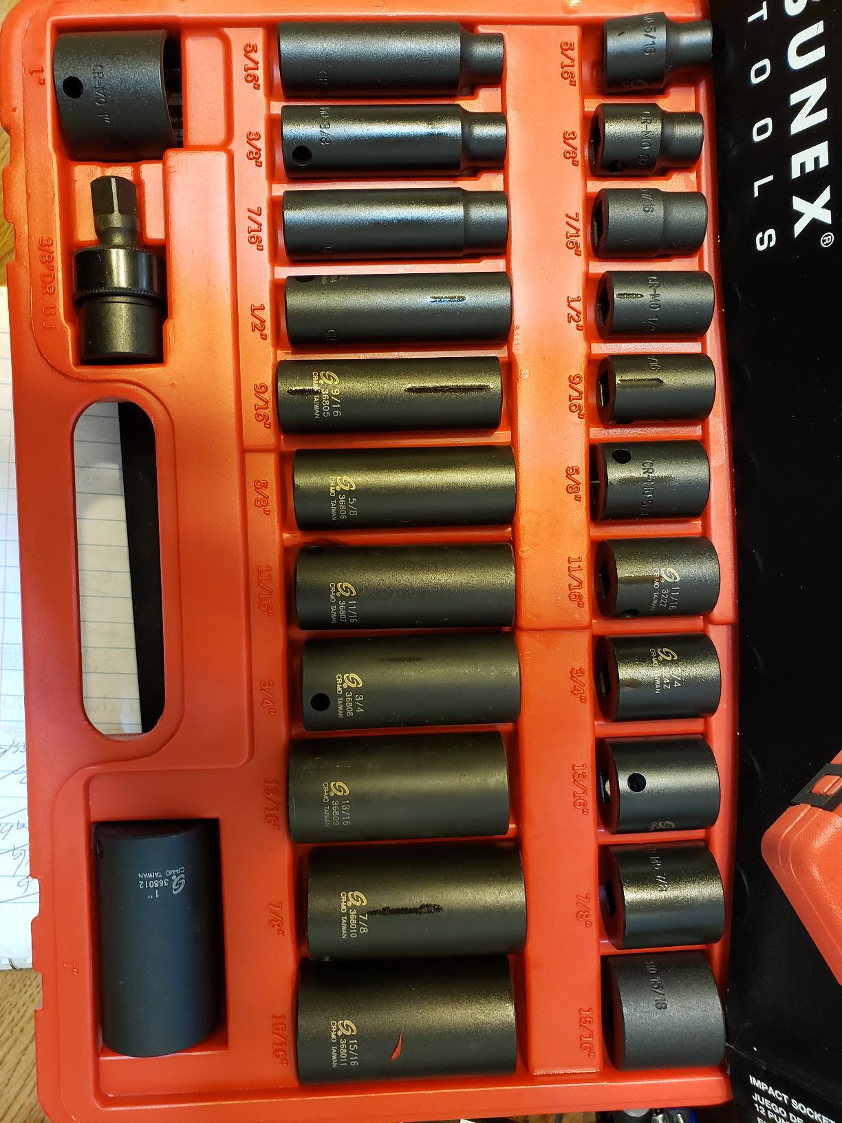 Sunex Tools 3342 3/8 Inch Drive Master Impact Socket Set, 42-Piece, SAE/Metric, 5/16