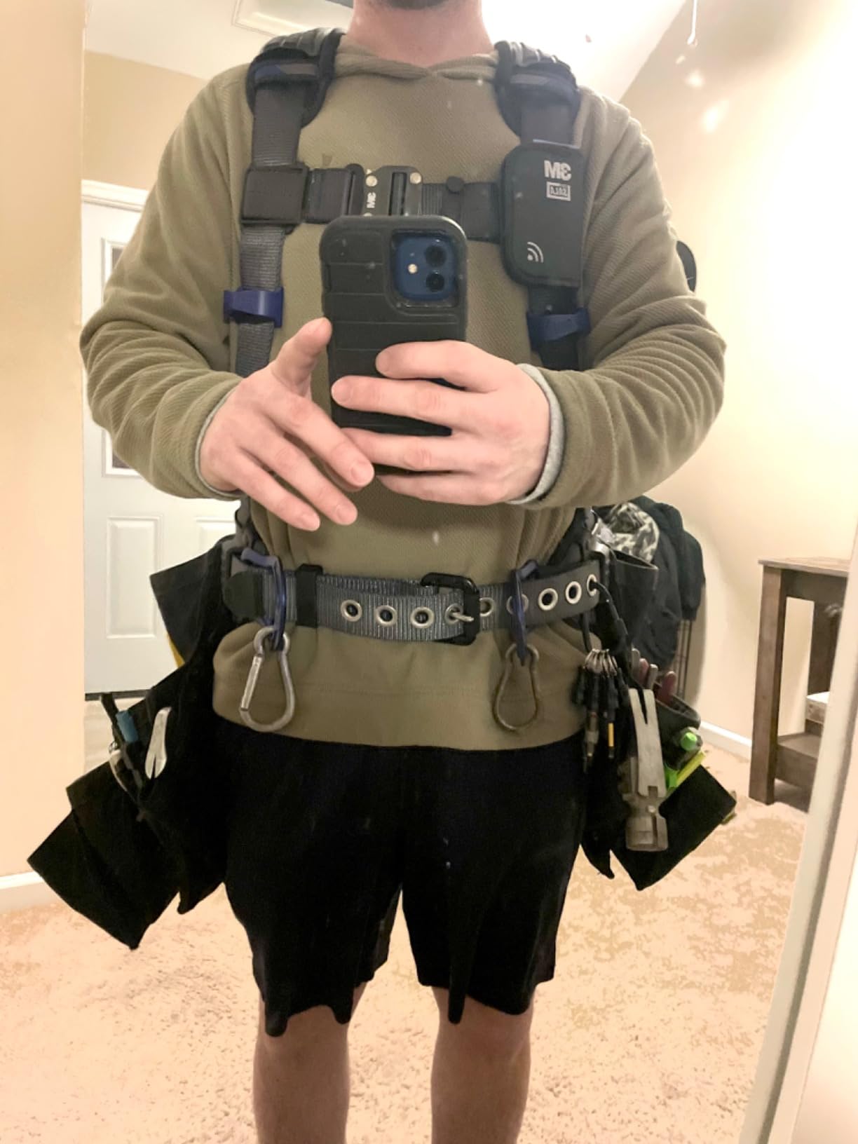 3M 1113127 DBI-SALA ExoFit X300 Comfort Construction Positioning Safety Harness, Construction Fall Protection, Aluminum Back and Hip D-Rings, Auto-Locking Quick Connect Leg and Chest Buckles, Large customer photo 2