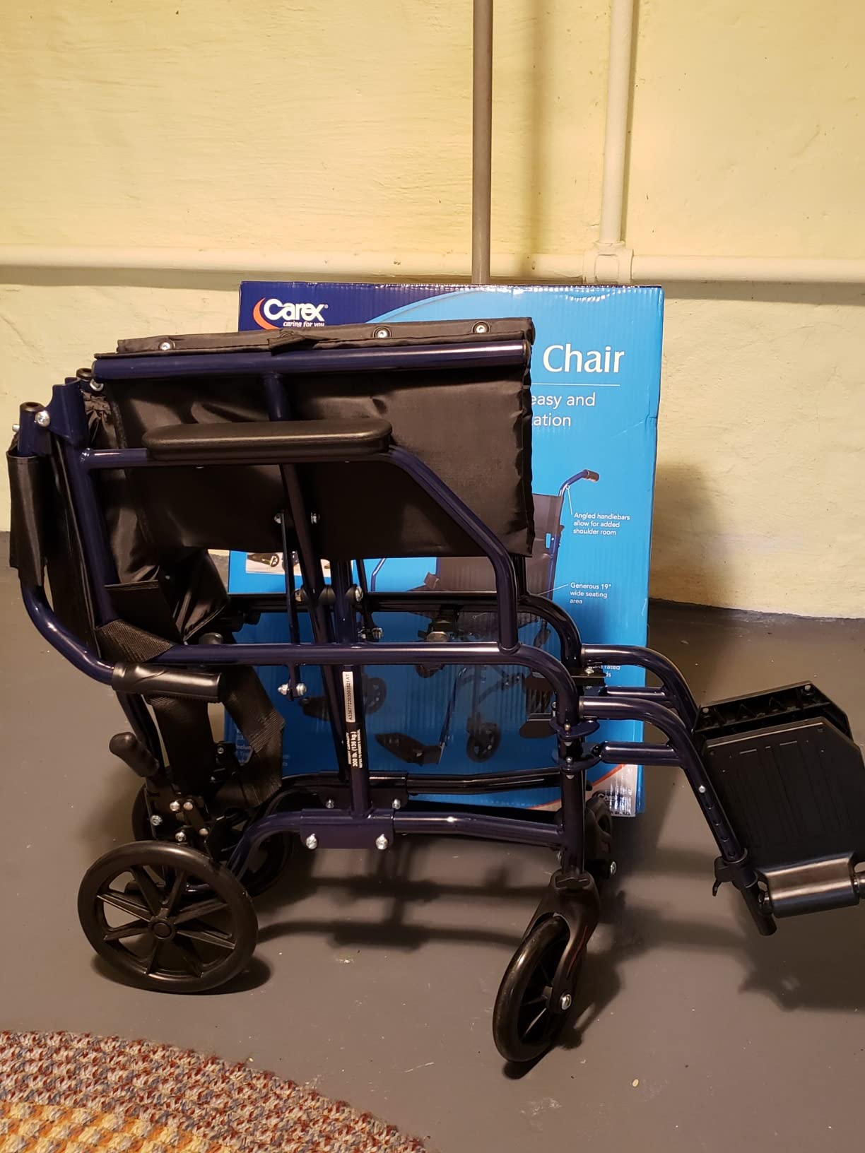 Carex Transport Wheelchair With 19 inch Seat, Folding Transport Chair with Foot Rests, Foldable Lightweight Wheelchair Foldable for Storage and Travel customer photo 2
