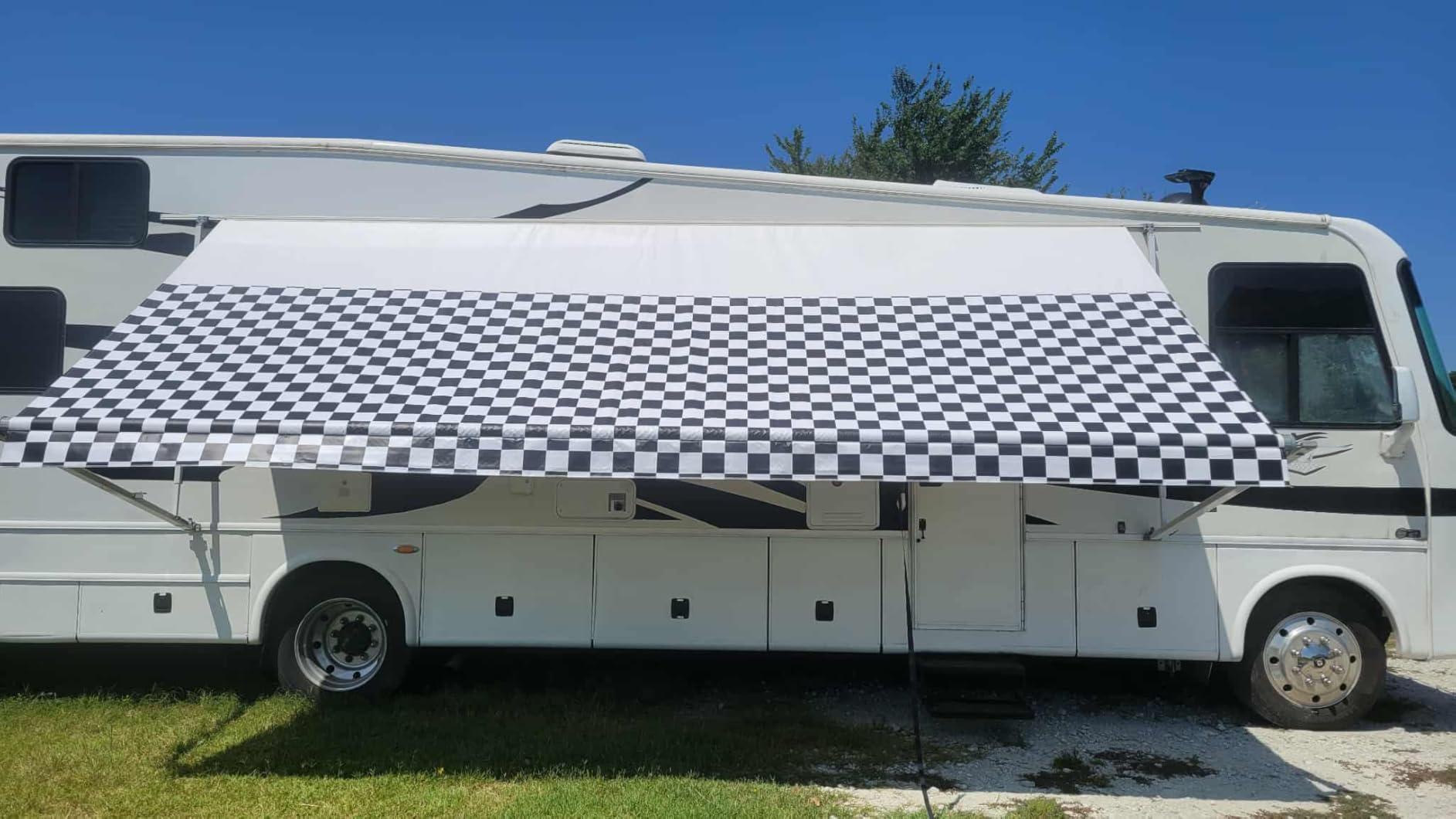 SunWave RV Awning Fabric Replacement | RV Electric Awning Fabric Replacement | Premium Vinyl RV Canopy | Awning Replacement (16', Grey Fade) customer photo 1