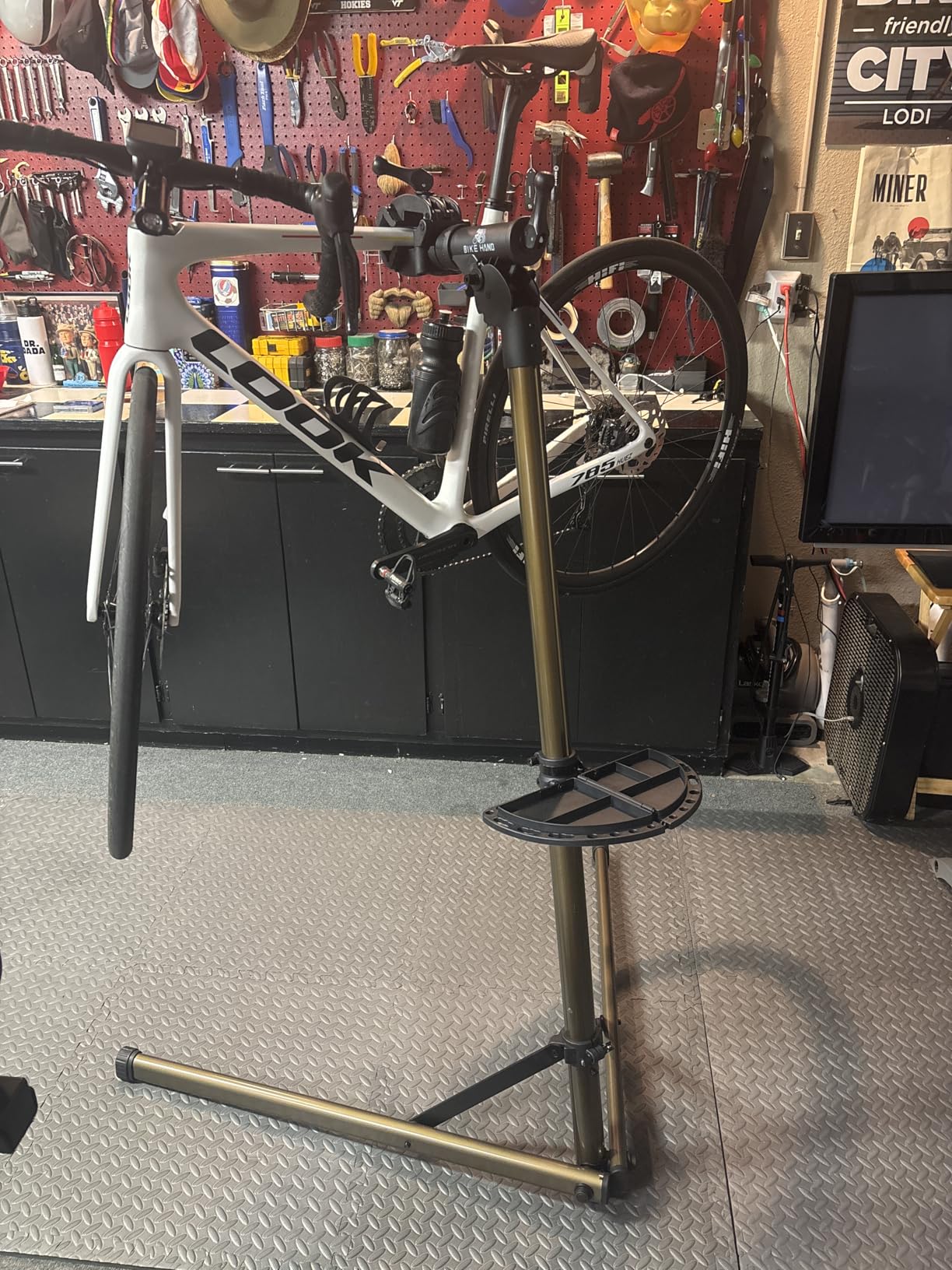 BikeHand Bike Repair Stand - Home Portable Bicycle Mechanics Workstand - for Mountain MTB Road Bikes Maintenance - Max. 55 lbs customer photo 1