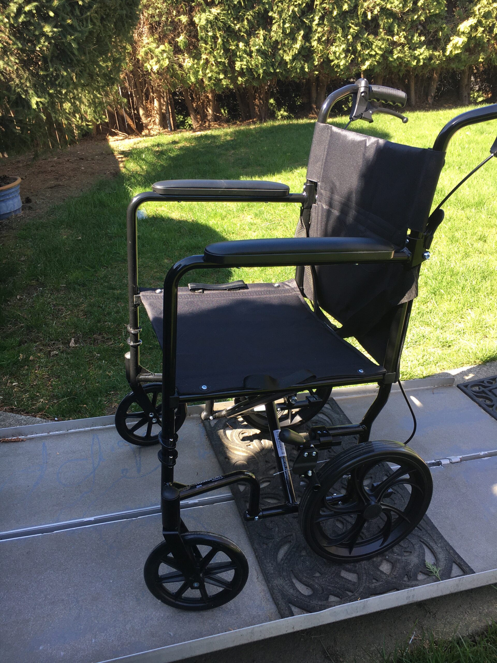 ProBasics Aluminum Transport Chair, Black - Lightweight Folding Companion Chair with 12