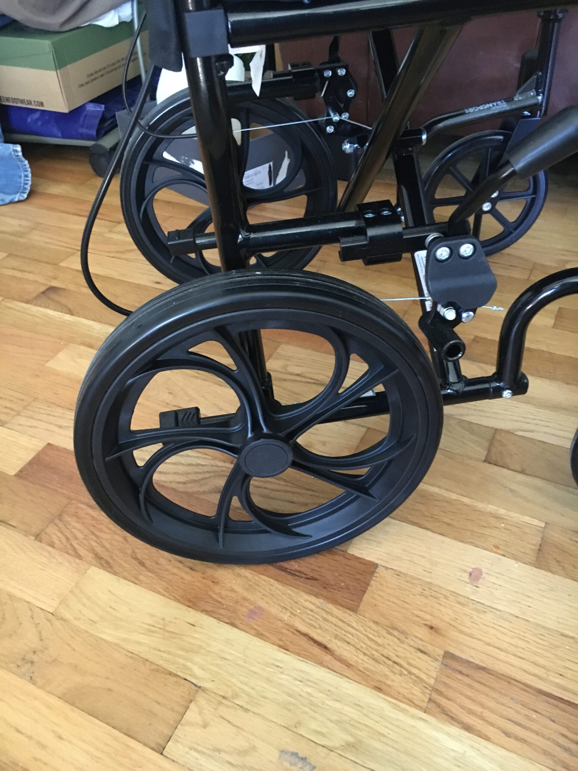 ProBasics Aluminum Transport Chair, Black - Lightweight Folding Companion Chair with 12