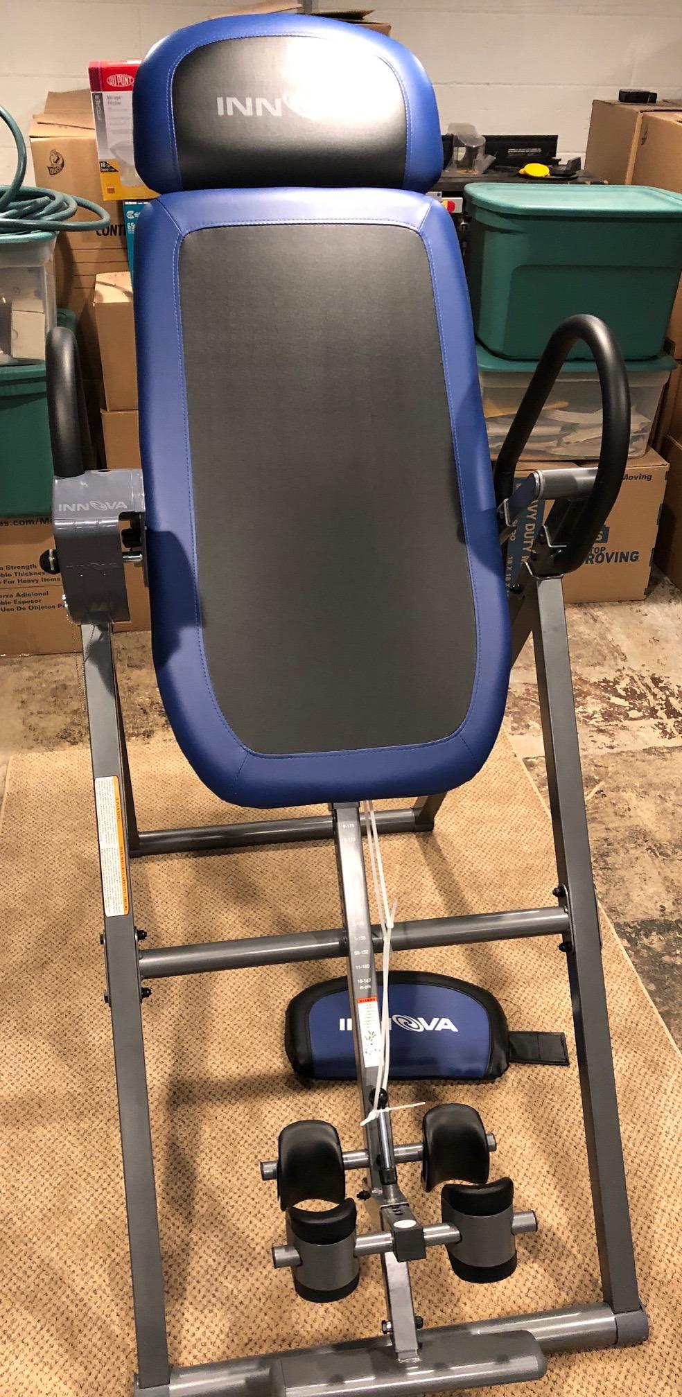 INNOVA HEALTH AND FITNESS ITM4800 Advanced Heat and Massage Inversion Table, Black/Blue/Gray customer photo 1