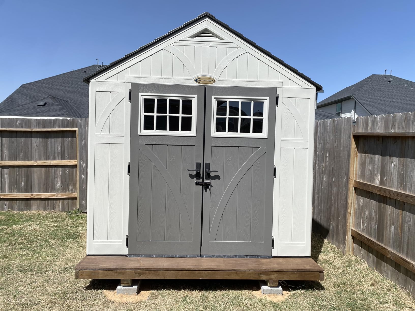 Suncast 8x7 Ft. Outdoor Storage Shed - Large Resin Shed with Floor, Lockable Double Doors, & Skylights. 378 Cu Ft Tremont Garden Sheds customer photo 1