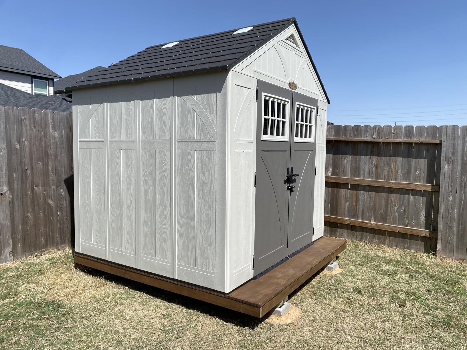 Suncast 8x7 Ft. Outdoor Storage Shed - Large Resin Shed with Floor, Lockable Double Doors, & Skylights. 378 Cu Ft Tremont Garden Sheds customer photo 2