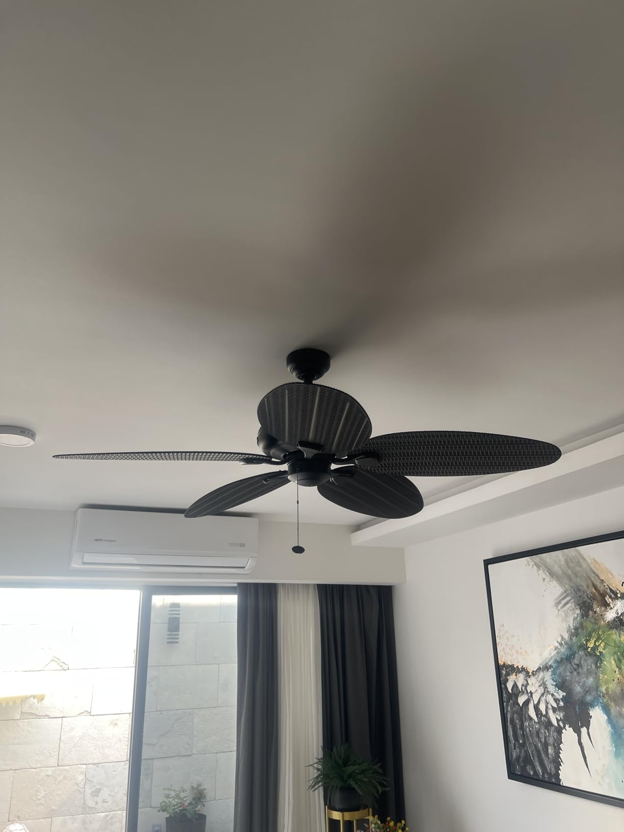 Honeywell Ceiling Fans Duval 52 Inch Ceiling Fan, Quick 2 Hang Indoor/Outdoor Ceiling Fan with Pull Chain, Tri-Mount 5 Blade Tropical Design, ETL Damp Rated, Bronze (50201-01) customer photo 2