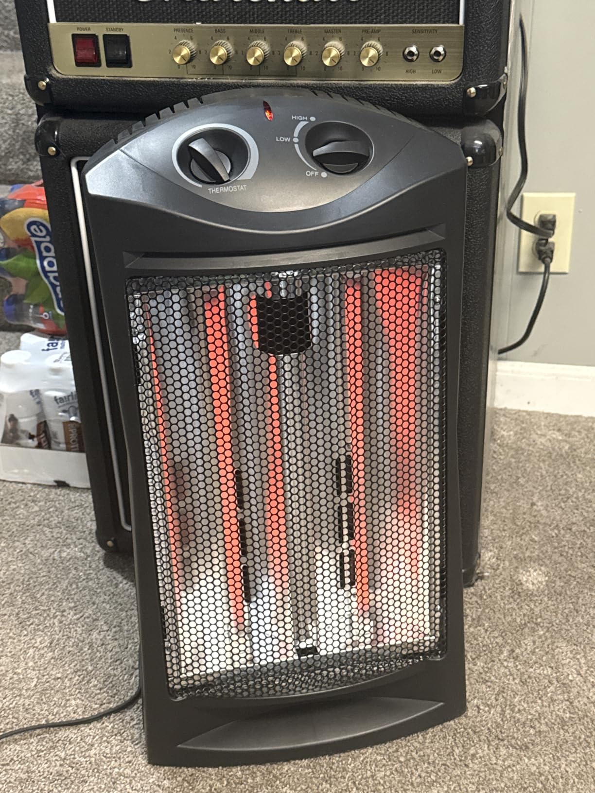 Comfort Zone Space Heaters for Indoor Use, Portable Electric Heater, Adjustable Thermostat, Infrared Heat, Quartz Tower Space Heater with 2 Heat Settings, Bedroom Heater, Black customer photo 1