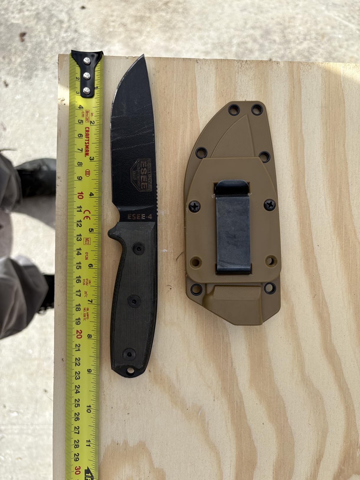 ESEE 4P Survival Knife - Field Tested Fixed Blade Knife with Molded Polymer Sheath & Clip Plate, Full Tang, Plain Edge customer photo 2