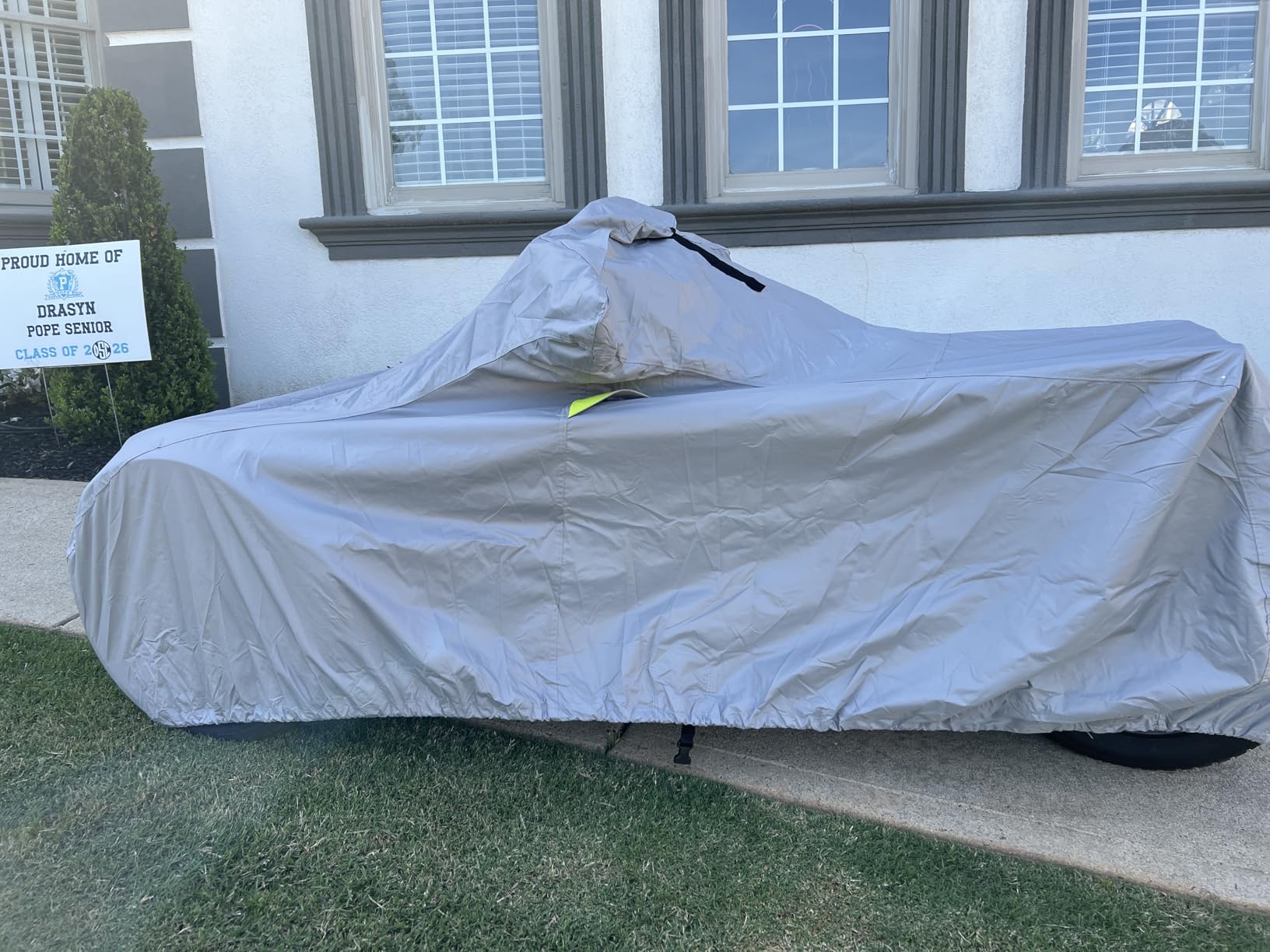Badass Moto Ultimate Motorcycle Cover Waterproof Outdoor Heavy Duty Durable All Season Storage Harsh Weather Sun Rain Cover fits Harley Davidson Street Glide, Vulcan, Shadow, Cruiser Bikes. Large 97L customer photo 1