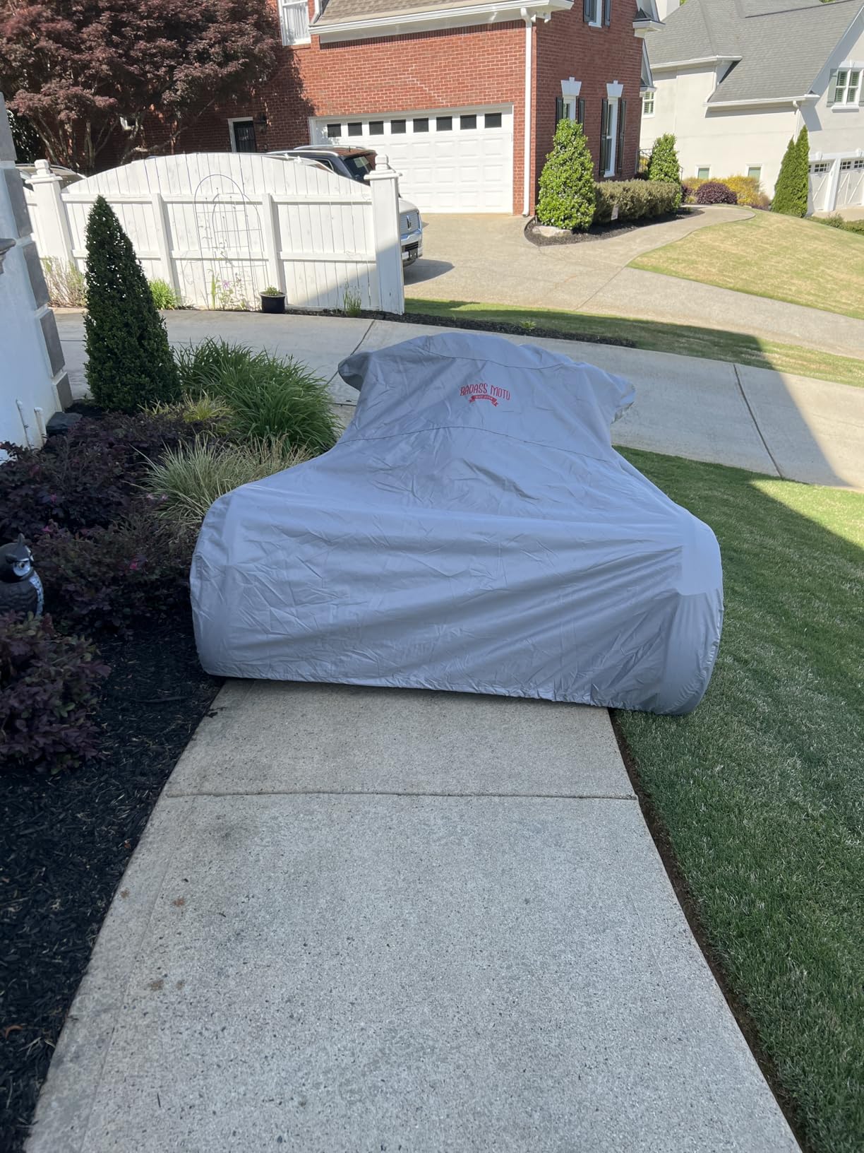 Badass Moto Ultimate Motorcycle Cover Waterproof Outdoor Heavy Duty Durable All Season Storage Harsh Weather Sun Rain Cover fits Harley Davidson Street Glide, Vulcan, Shadow, Cruiser Bikes. Large 97L customer photo 2