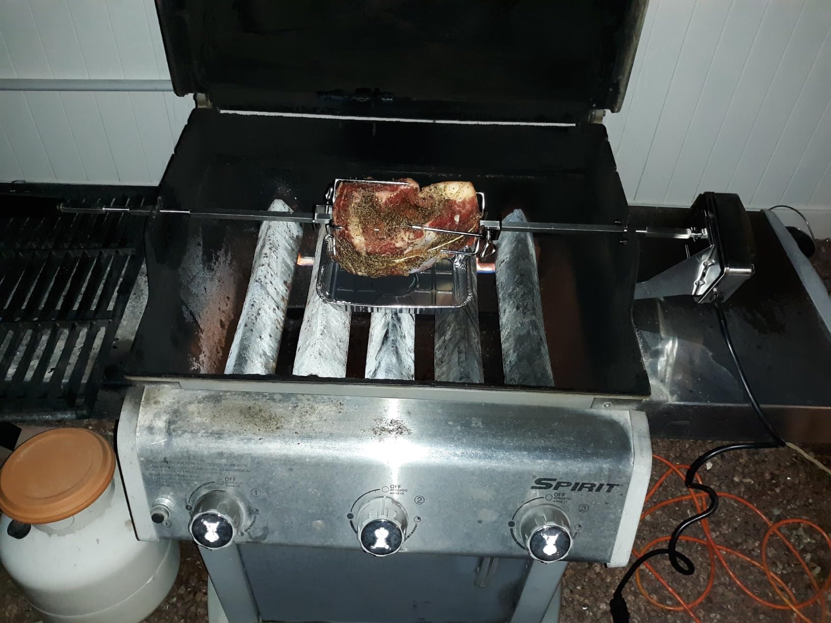 onlyfire Stainless Steel BBQ Rotisserie Kit for Weber Genesis 310/330(Year Under 2016), Spirit 310/330 Series Gas Grills - 3/8