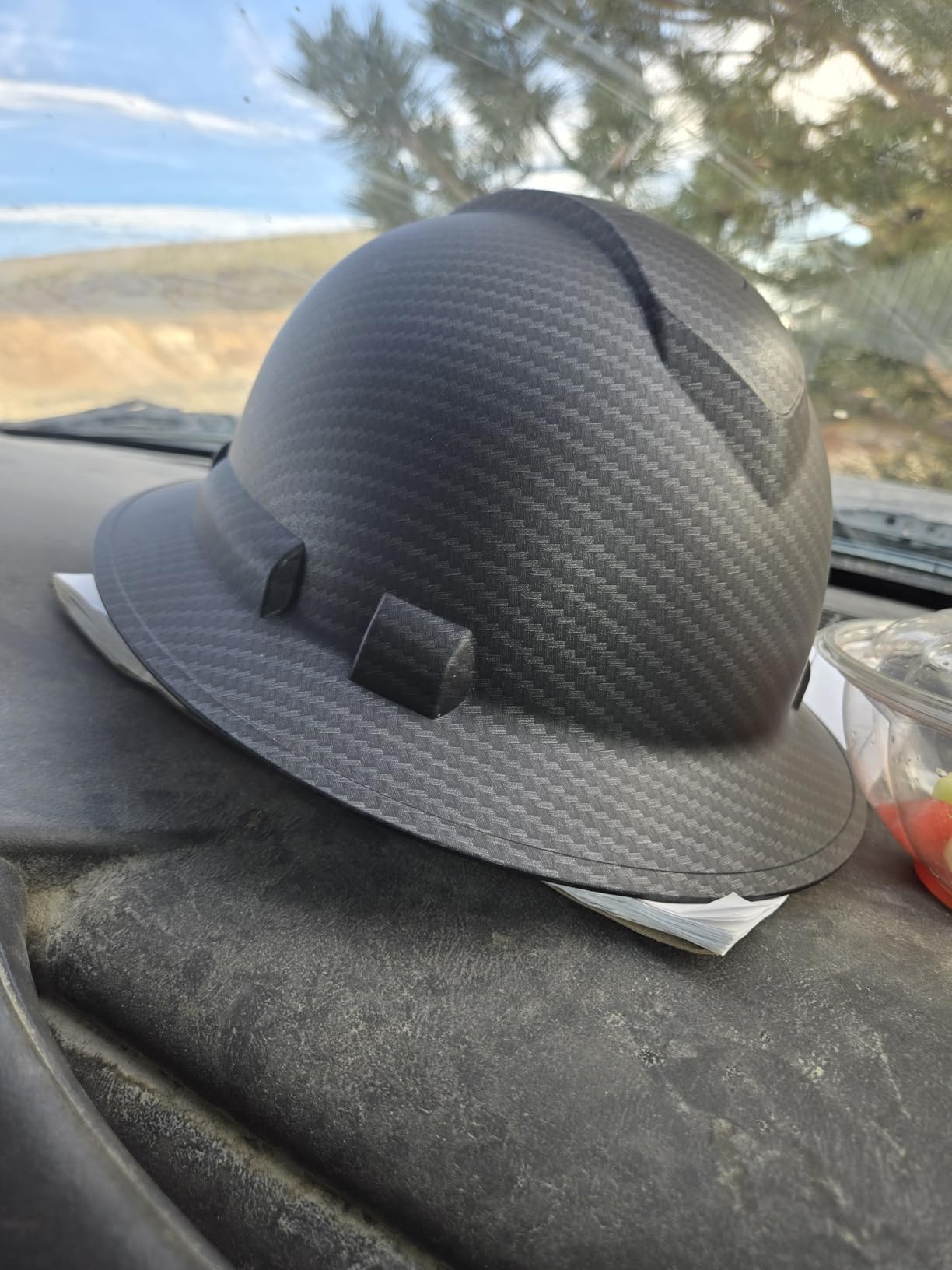 Pyramex Ridgeline Full Brim Hard Hat 4 Point Ratchet Matte Black Graphite Pattern customer photo 1
