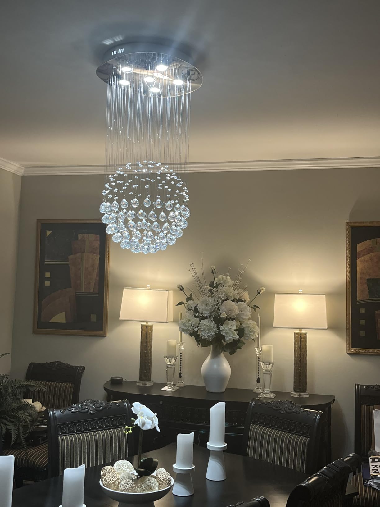 Saint Mossi Chandelier Modern K9 Crystal Raindrop Chandelier Lighting Flush mount LED Ceiling Light Fixture Pendant Lamp for Dining Room Bathroom Bedroom Livingroom customer photo 2