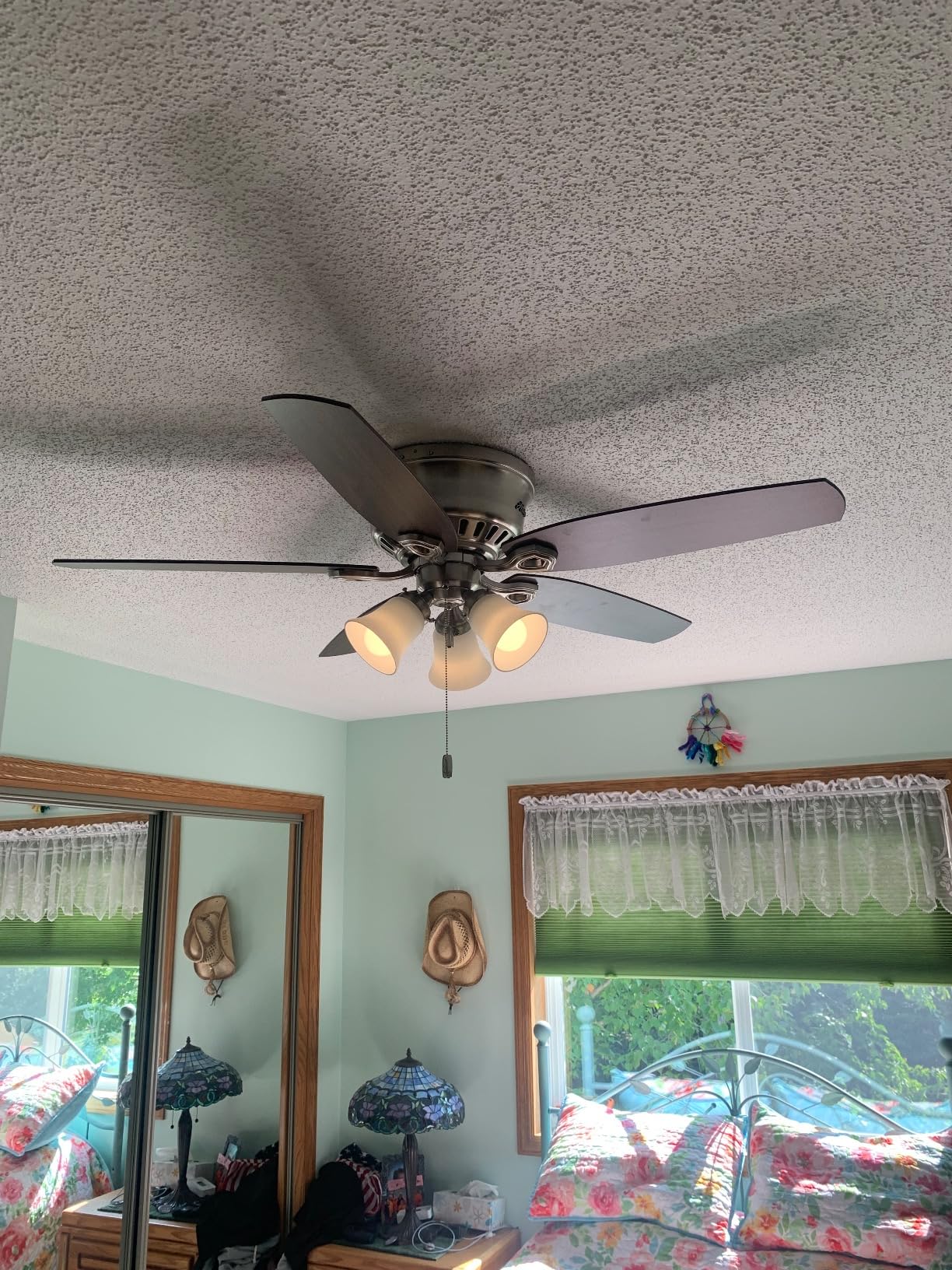 Hunter 52 inch Indoor Ceiling Fan with LED Lights - Bronze Ceiling Fan with Pull Chain, For Bedroom, Living Room, or Kitchen, Low Profile Flush Mount, No Remote, 5 Blades - Builder 53327, New Bronze customer photo 1