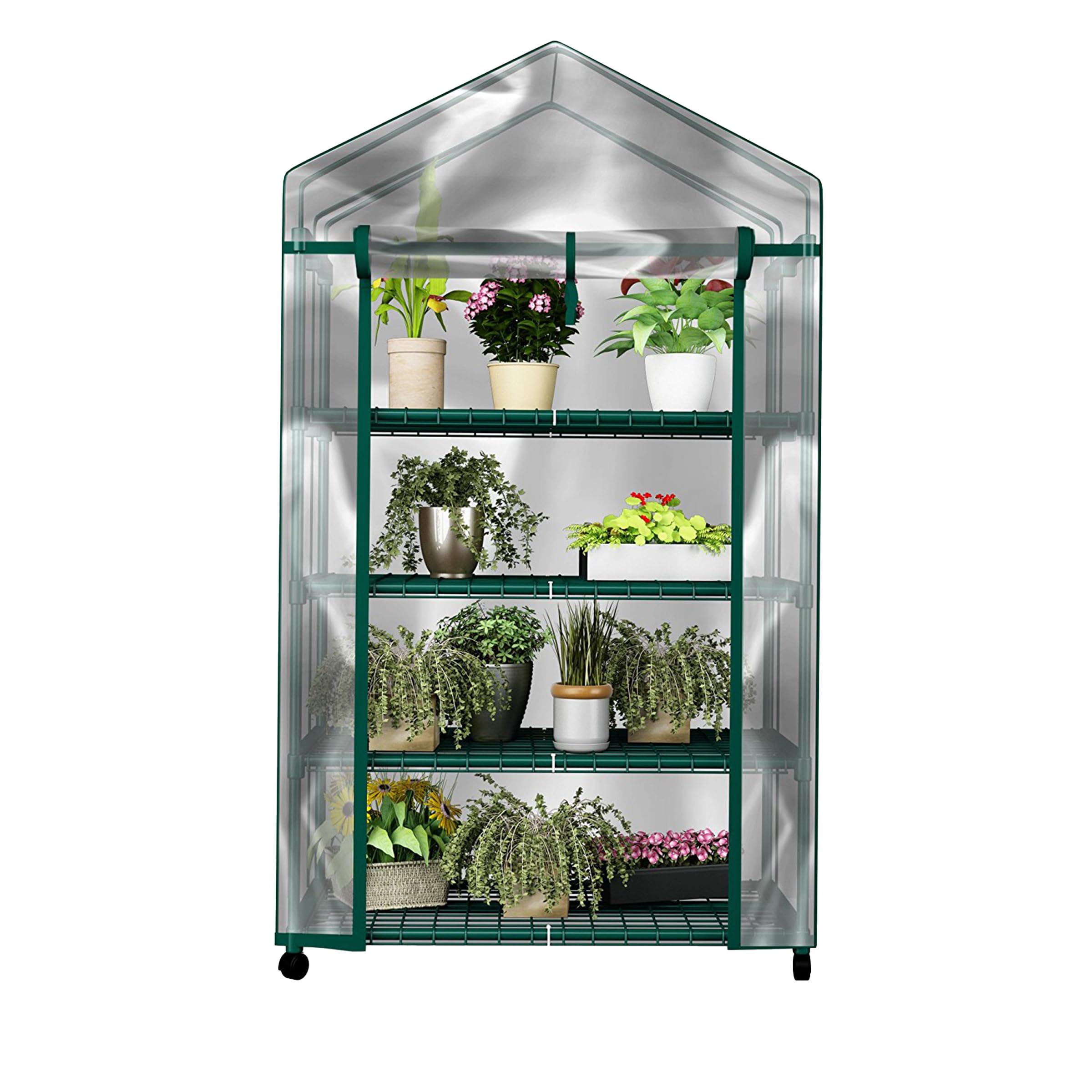 4 Tier Mini Greenhouse - Portable Greenhouse with Locking Wheels and PVC Cover for Indoor or Outdoor Green House by Pure Garden customer photo 1