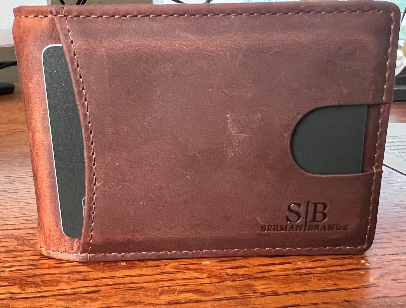 RFID Blocking Slim Bifold Genuine Leather Minimalist Front Pocket Wallets for Men with Money Clip customer photo 1