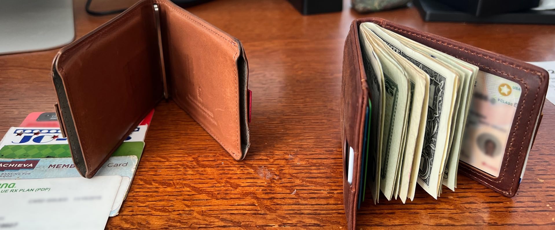 RFID Blocking Slim Bifold Genuine Leather Minimalist Front Pocket Wallets for Men with Money Clip customer photo 2