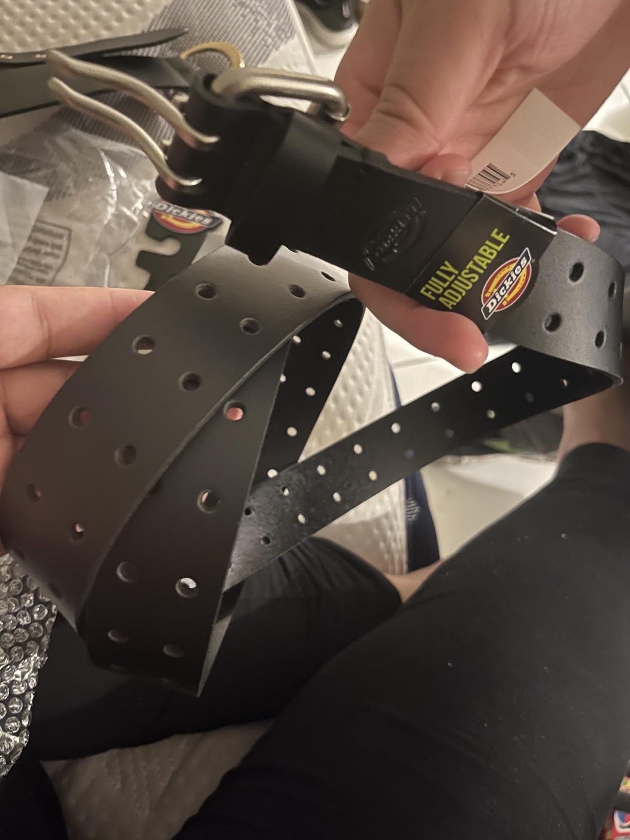 Dickies Men's Double Prong Leather Work Belt - Fully Adjustable, Regular & Big and Tall Sizes customer photo 2