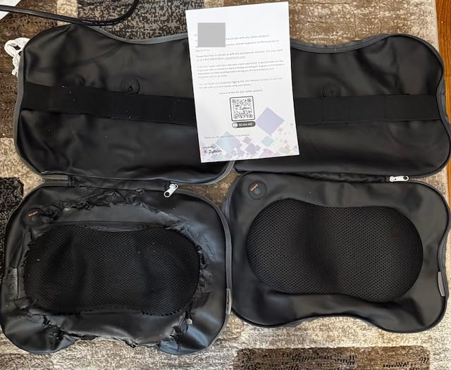 Zyllion Shiatsu Back and Neck Massager with Heat - 3D Electric Kneading Deep Tissue Massage Pillow for Muscle Pain Relief, Slate, ZMA-13 customer photo 2