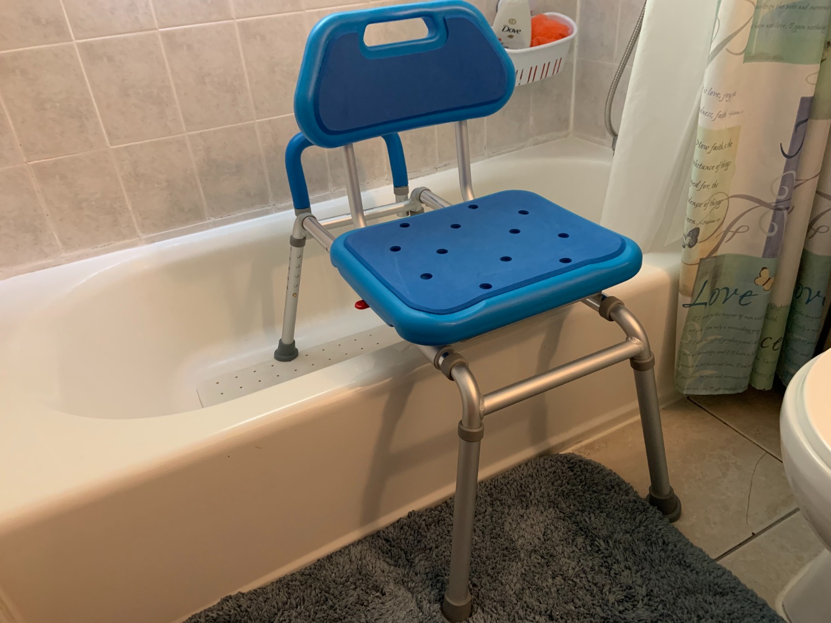 Gateway Premium Sliding Shower Chair Bath Transfer Bench with Swivel Padded Bath Tub Seat for Tubs and Shower, for Handicap & Seniors Mobility & Daily Living, Blue customer photo 1