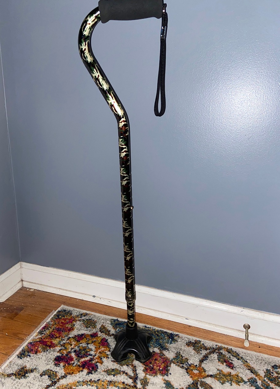 Nova Joy Designer Offset Quad Cane for Seniors - Unisex Adjustable Lightweight Walking Aid with Foam Handle, Wrist Strap and Anti-Rattle Lock - Essential Mobility Support - Butterfly customer photo 1