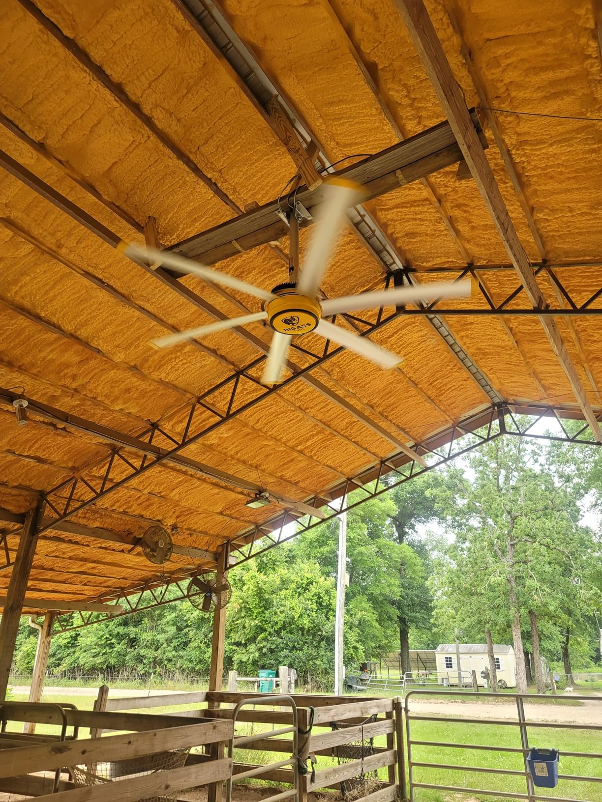 Big Ass Fans E Series 12 ft Industrial 6 Blade Ceiling Fan Gearless Direct Drive Motor, High Volume Low Speed, Wired Wall Remote, 110-125V/1ph - Silver/Yellow customer photo 2