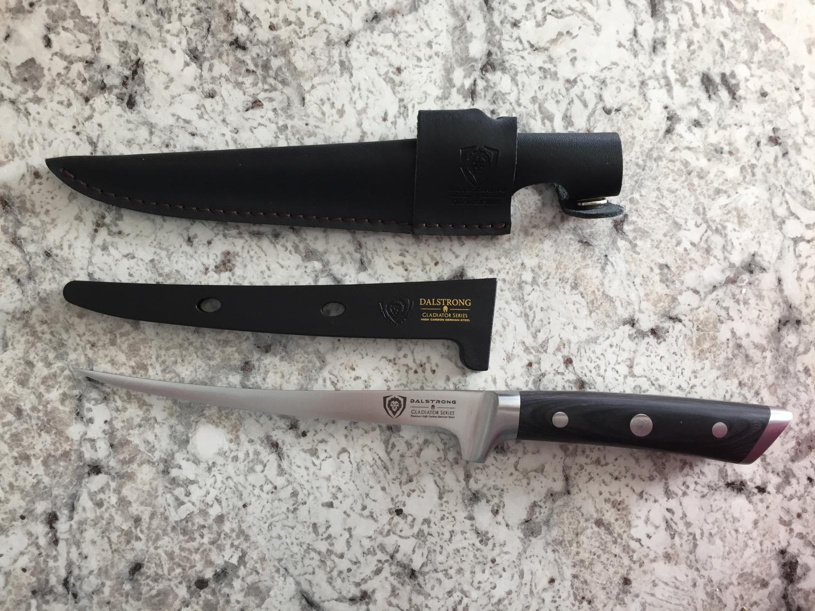 Dalstrong Fillet Knife - 7 inch Flexible Blade - Gladiator Series Elite - High Carbon German Steel - Black G10 Handle Boning Knife - w/Two Sheaths customer photo 2