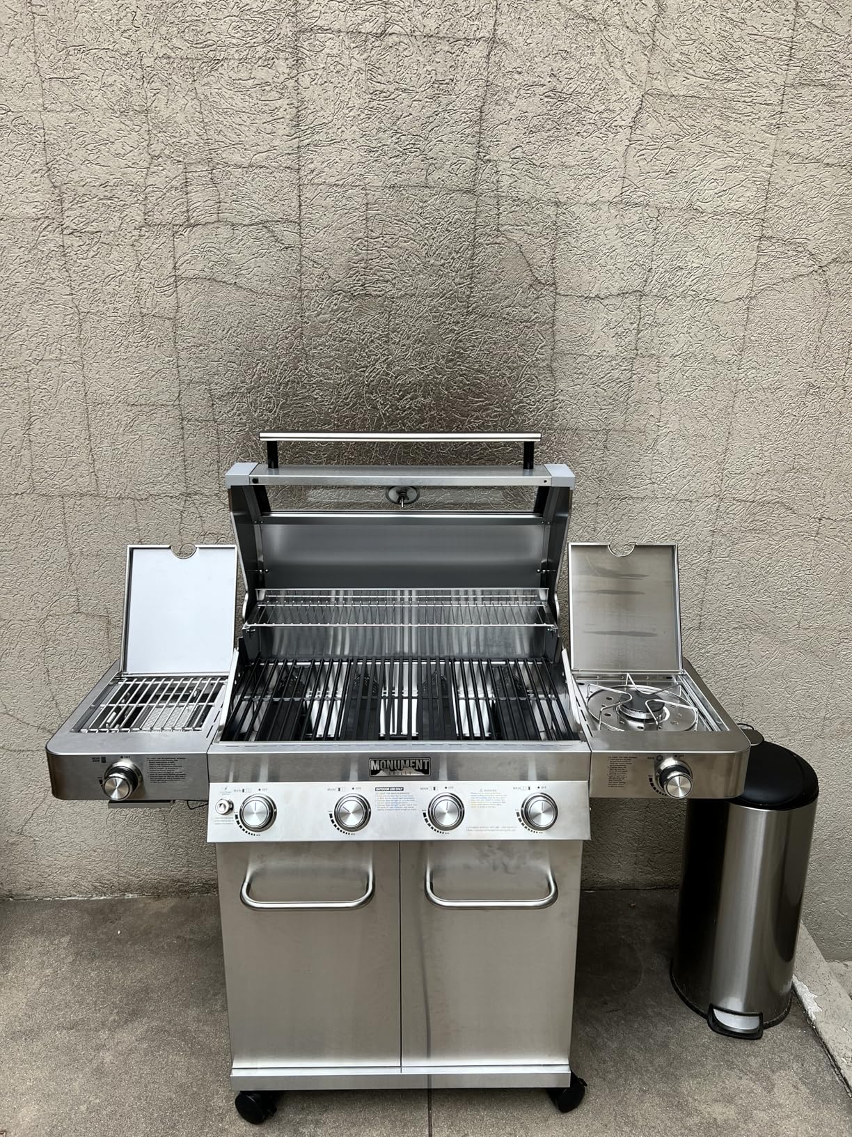 Monument Grills Larger 4+2 Burner Propane Gas Grill Stainless Steel Cabinet Style with Clearview Lid, Infrared Side Sear Burners & Side Burners, Outdoor Use customer photo 2