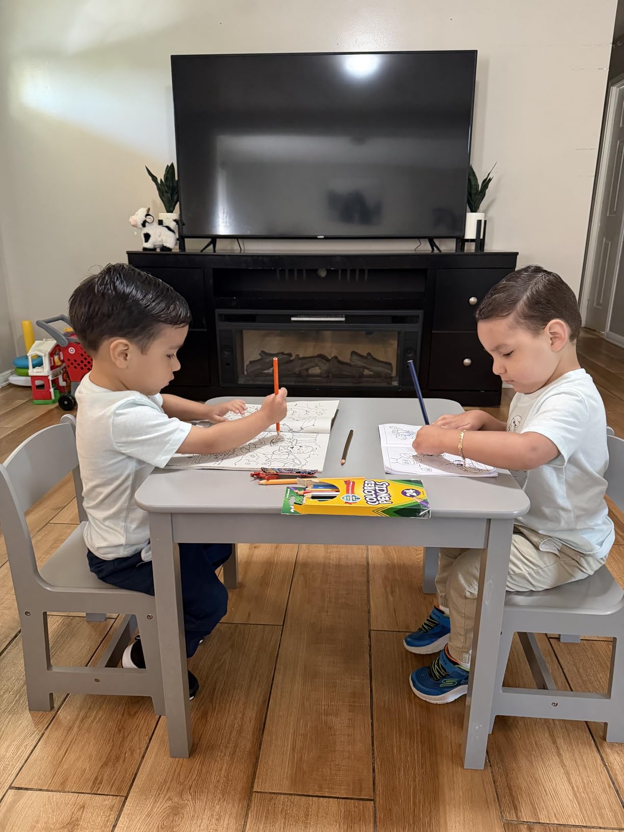 Delta Children MySize Kids Wood Table and Chair Set (2 Chairs Included) - Ideal for Arts & Crafts, Snack Time, & More - Greenguard Gold Certified, Bianca White, 3 Piece Set customer photo 1
