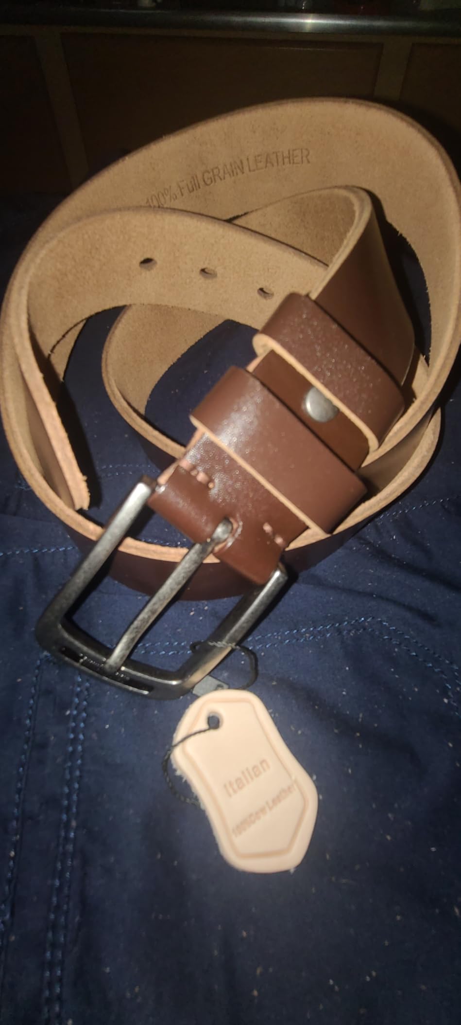 KEECOW Men's 100% Italian Cow Leather Belt Men With Anti-Scratch Buckle,Packed in a Box customer photo 1