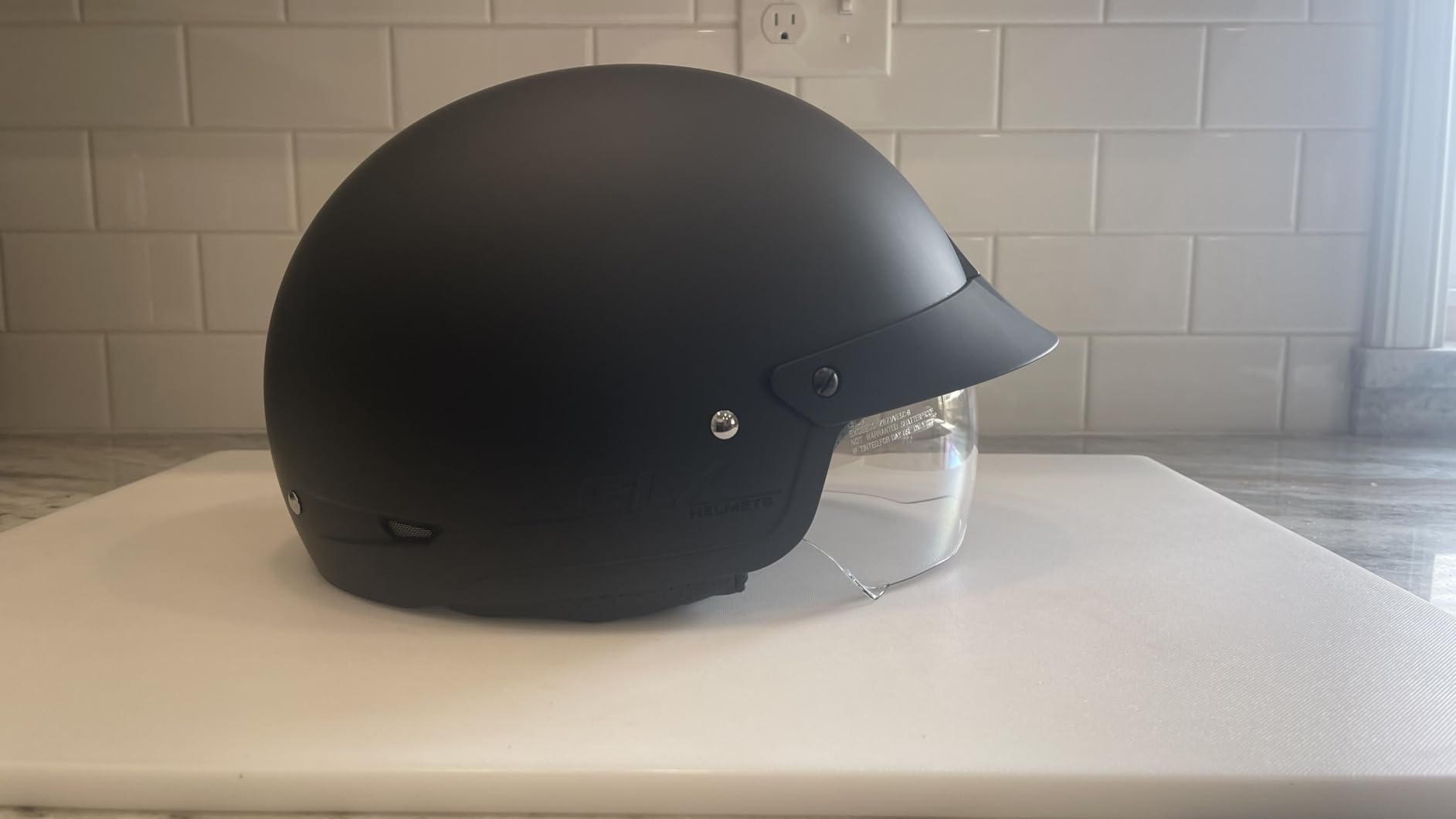 GLX M14 Open Face Motorcycle Helmet - Matte Black, Small - DOT Approved customer photo 2