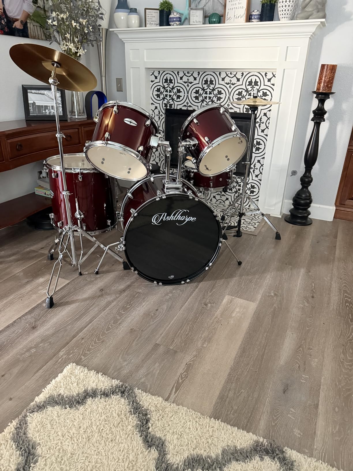 Ashthorpe 5-Piece Full Size Adult Drum Set with Remo Heads & Premium Brass Cymbals - Complete Professional Percussion Kit with Chrome Hardware - Blue customer photo 1