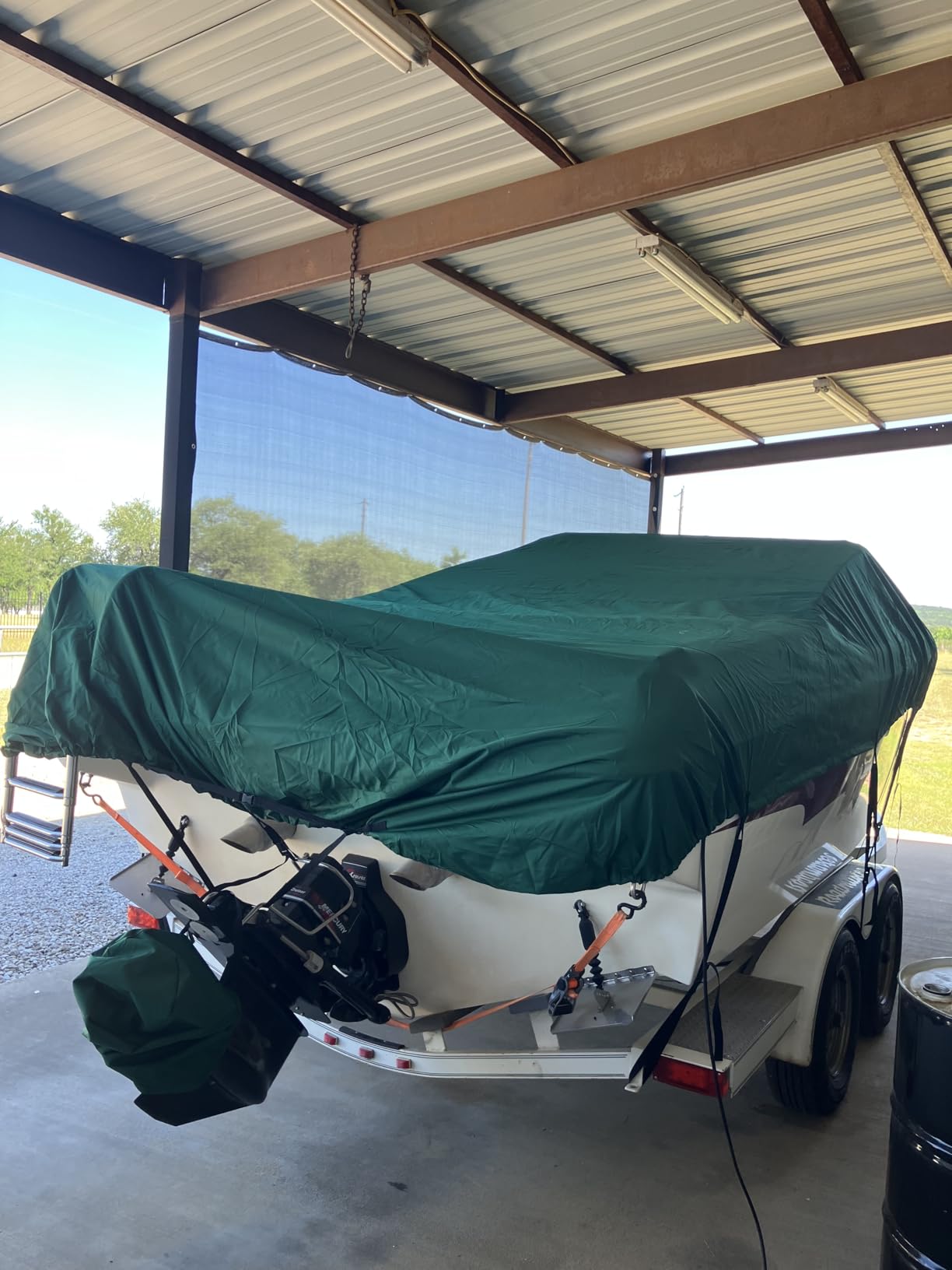 MSC Heavy Duty Oxford Polyester Made Trailerable Boat Cover, Fits V-Hull, Tri-Hull, Runabout Boat Cover (Model C - Length: 16'-18.5' Beam Width: up to 94