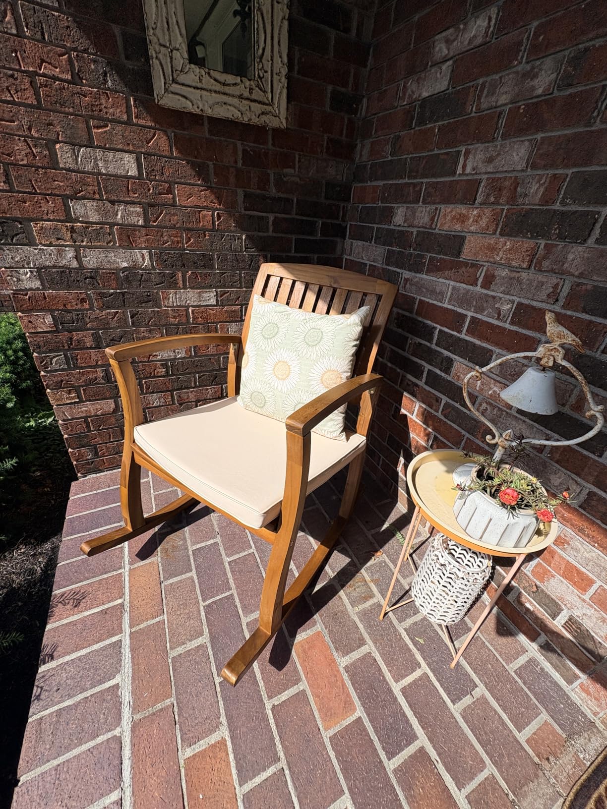 Christopher Knight Home Selma Acacia Rocking Chair with Cushion, Teak Finish customer photo 2