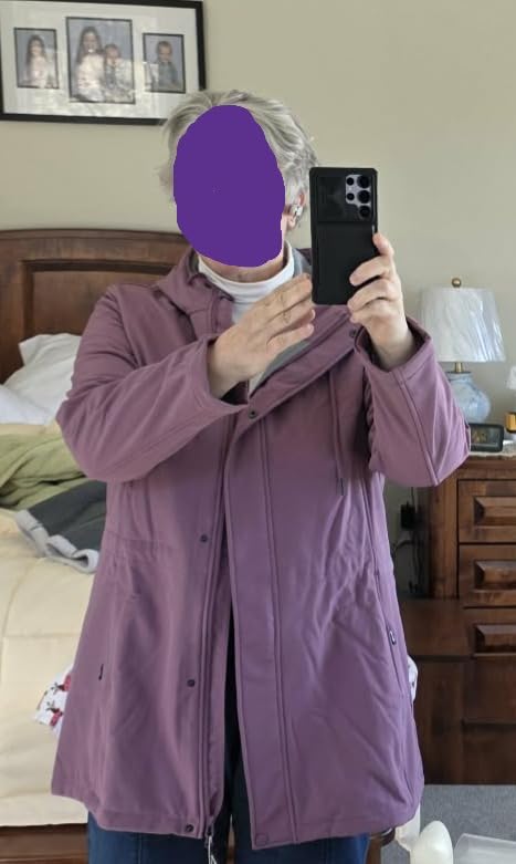 Women's Lightweight Waterproof Fleece Lined Hooded Softshell Rain Jacket customer photo 1