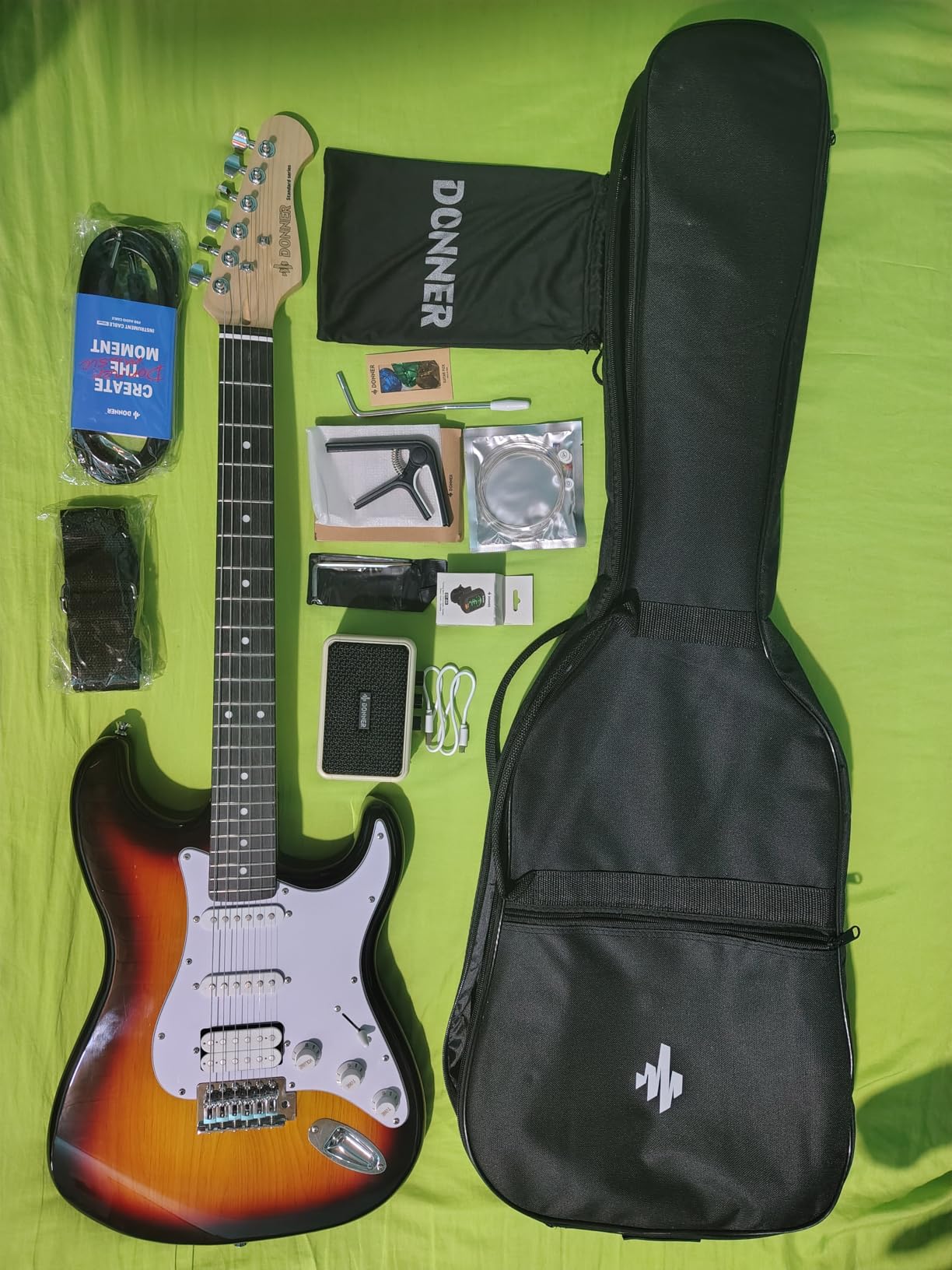Donner DST-100B 39 Inch Electric Guitar Beginner Kit Solid Body Full Size HSS for Starter, with Amplifier, Bag, Digital Tuner, Capo, Strap, String, Cable, Picks customer photo 2